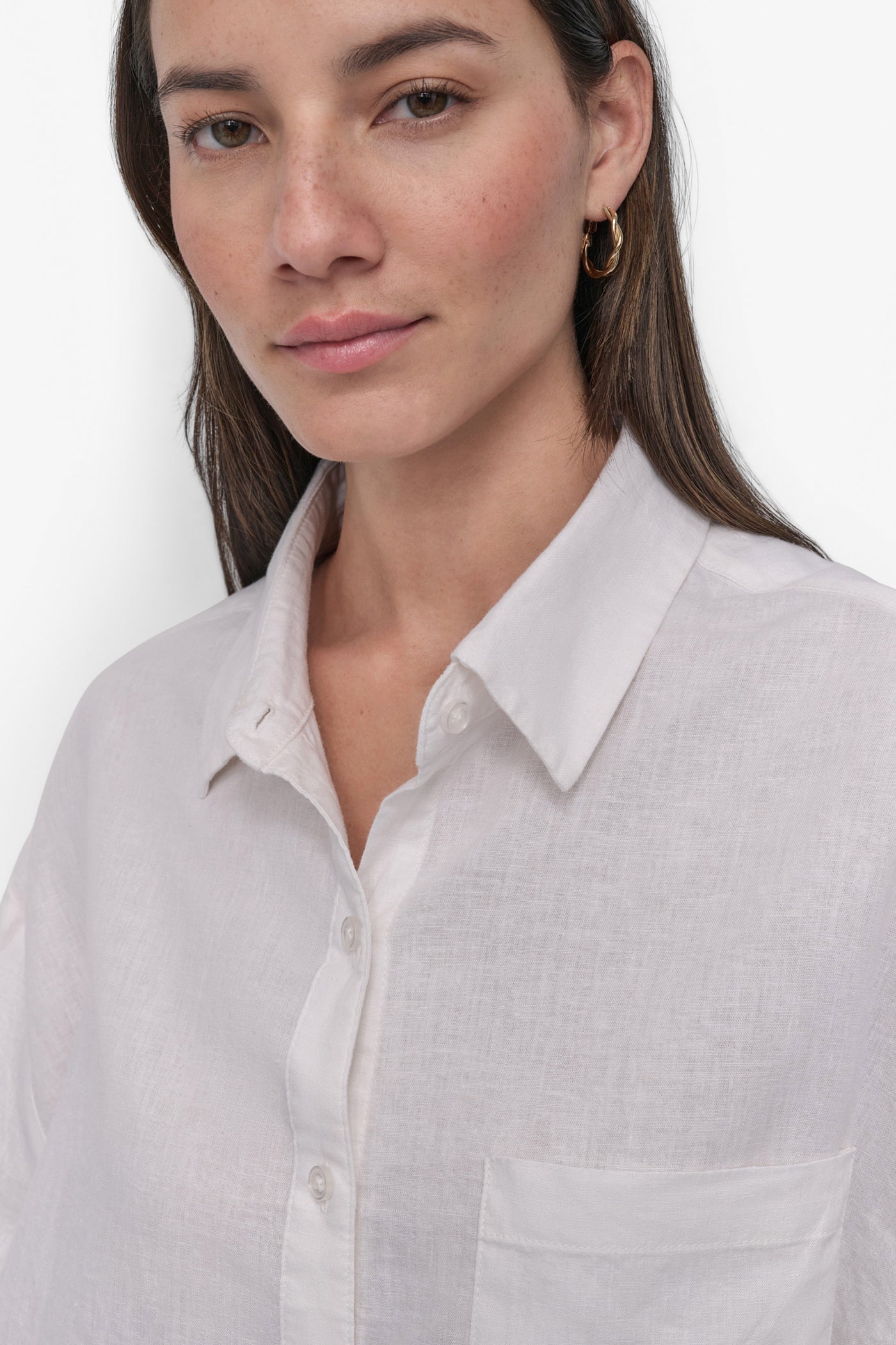 CROPPED LINEN-BLEND SHIRT
