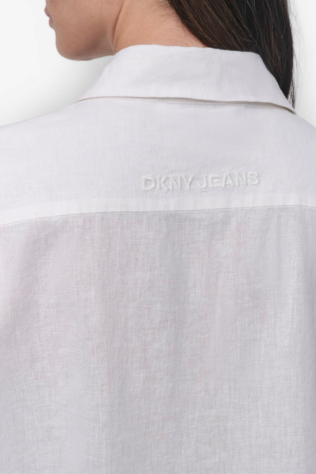 CROPPED LINEN-BLEND SHIRT