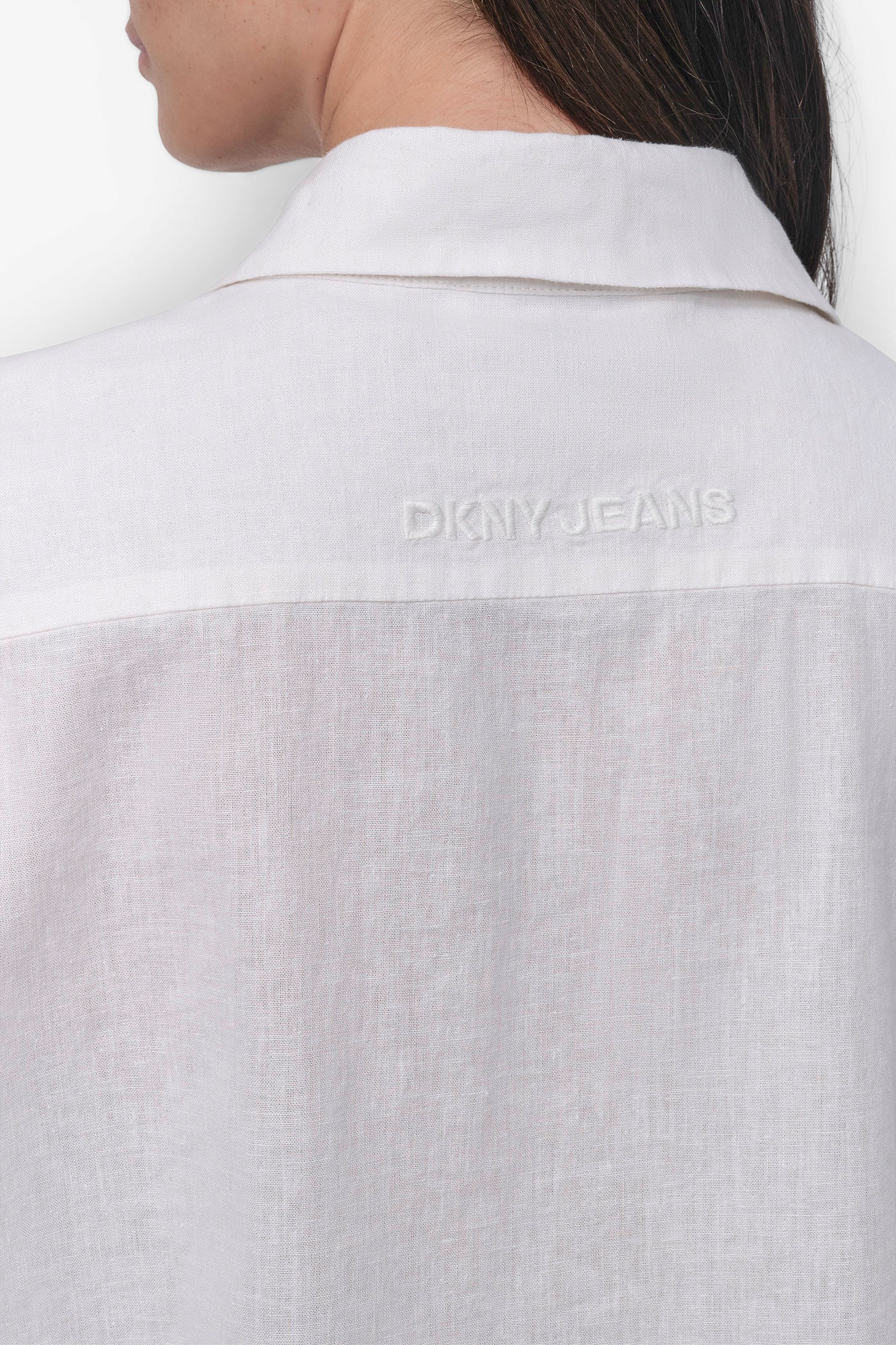 CROPPED LINEN-BLEND SHIRT