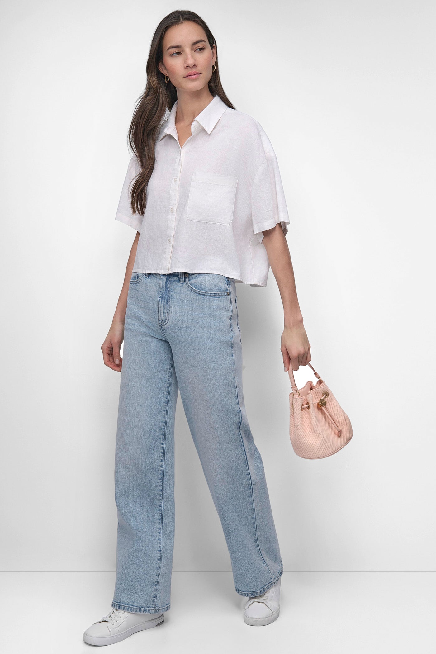 CROPPED LINEN-BLEND SHIRT