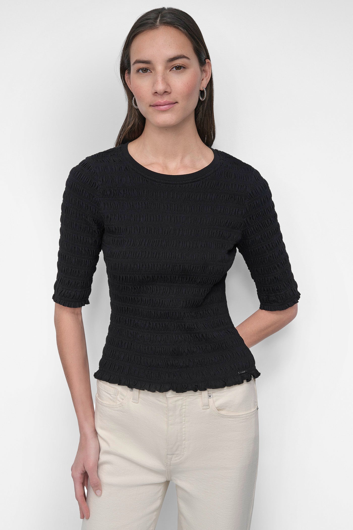 SMOCKED TEE