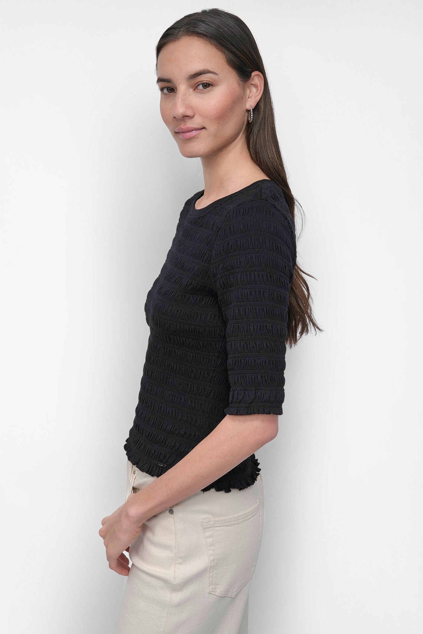 SMOCKED TEE