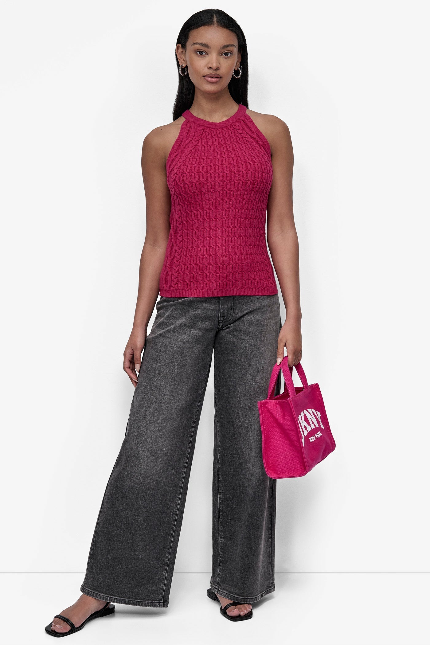 CABLE-KNIT HALTER-STYLE SWEATER