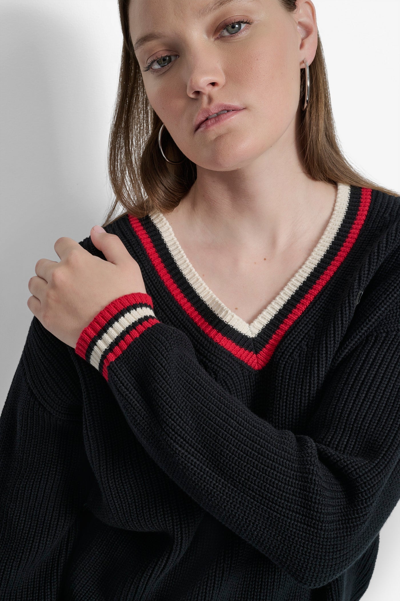 STRIPED LOGO-EMBELLISHED SWEATER