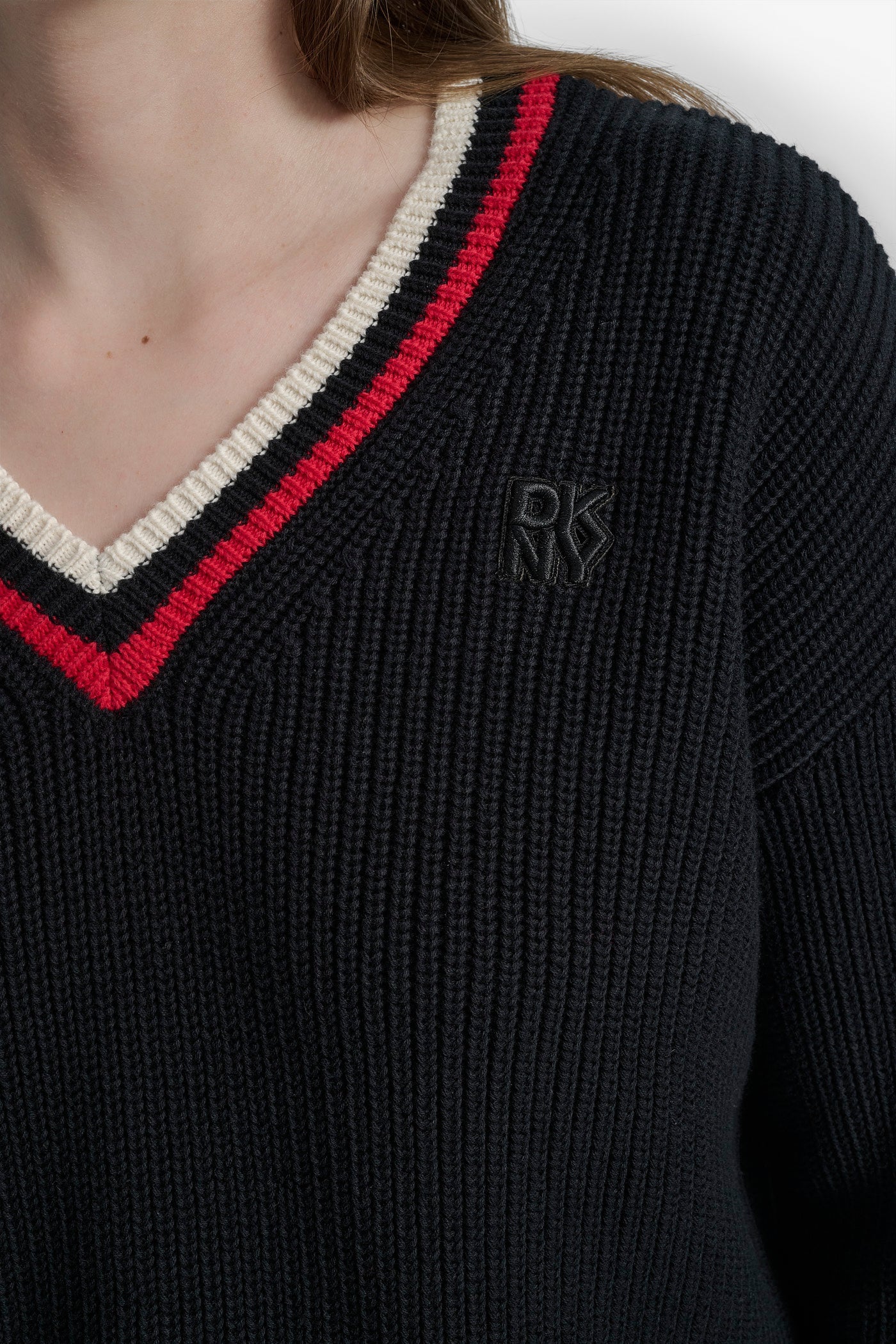 STRIPED LOGO-EMBELLISHED SWEATER