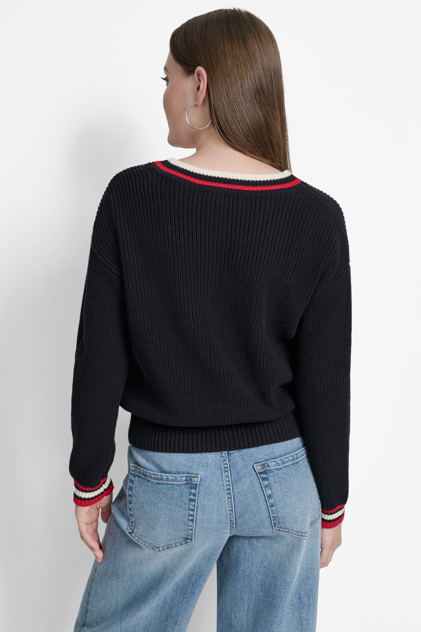 STRIPED LOGO-EMBELLISHED SWEATER