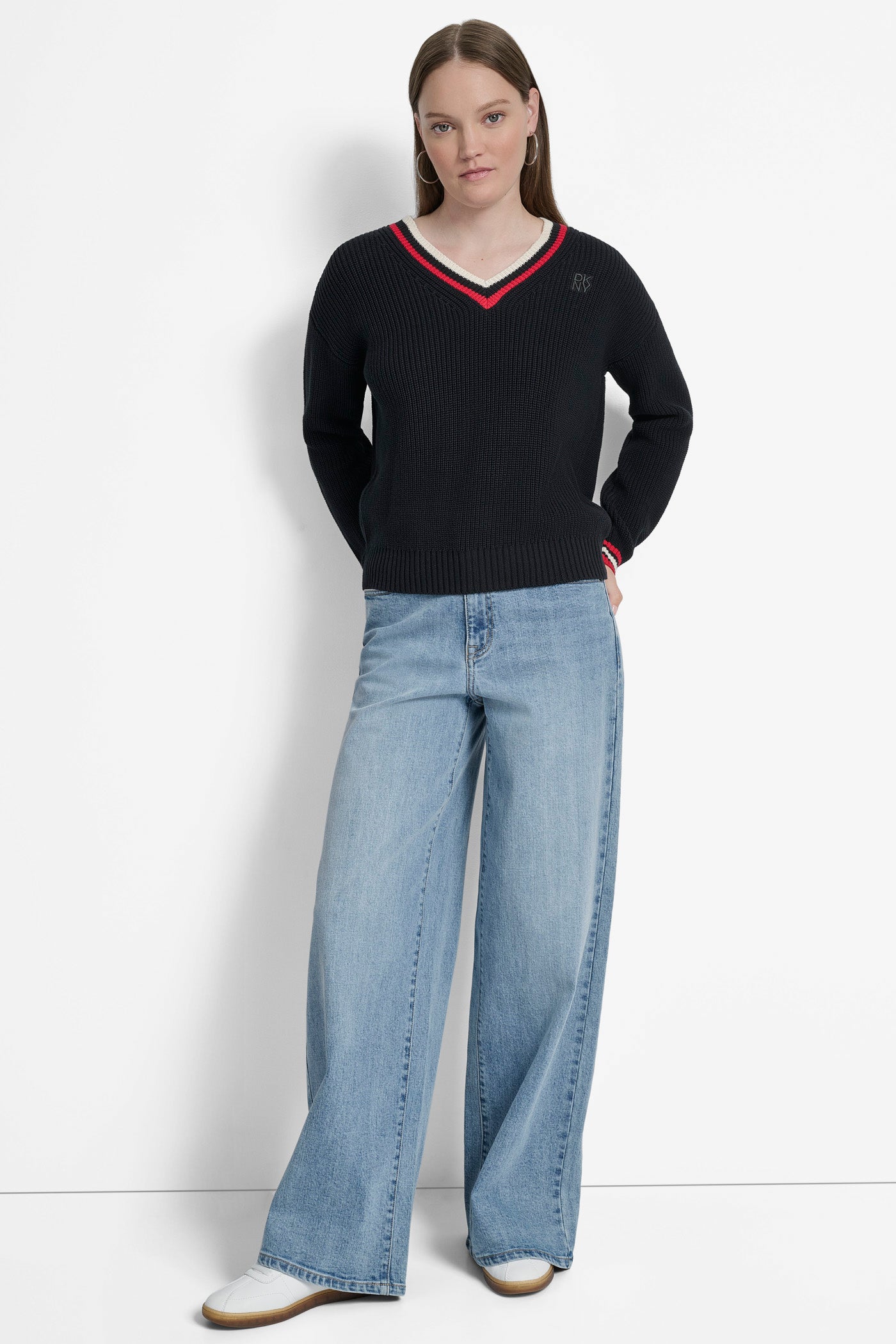 STRIPED LOGO-EMBELLISHED SWEATER