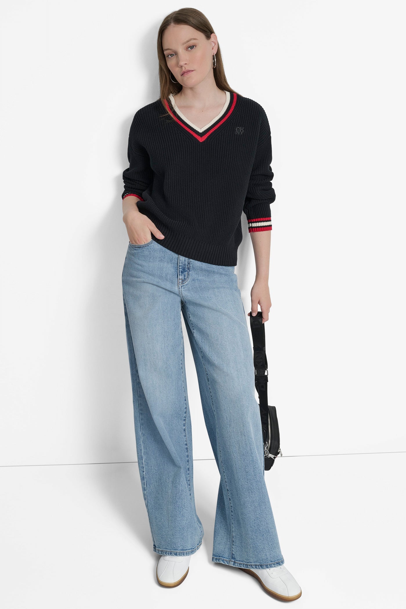 STRIPED LOGO-EMBELLISHED SWEATER