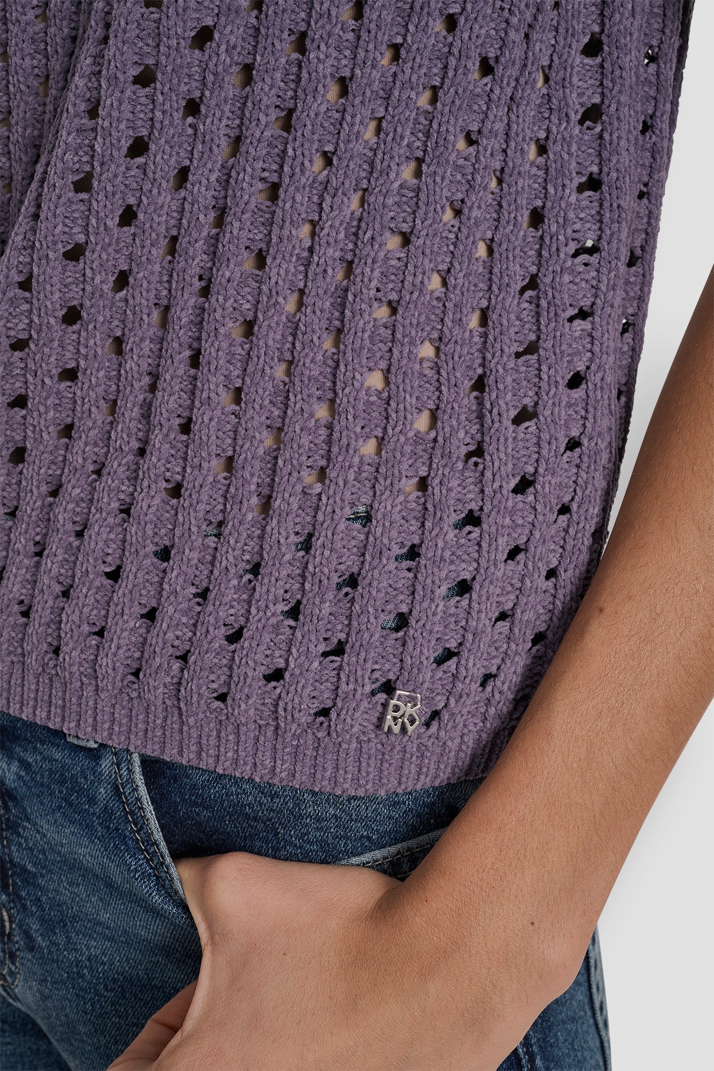 OPEN STITCH CREW NECK SHORT SLEEVE SWEATER