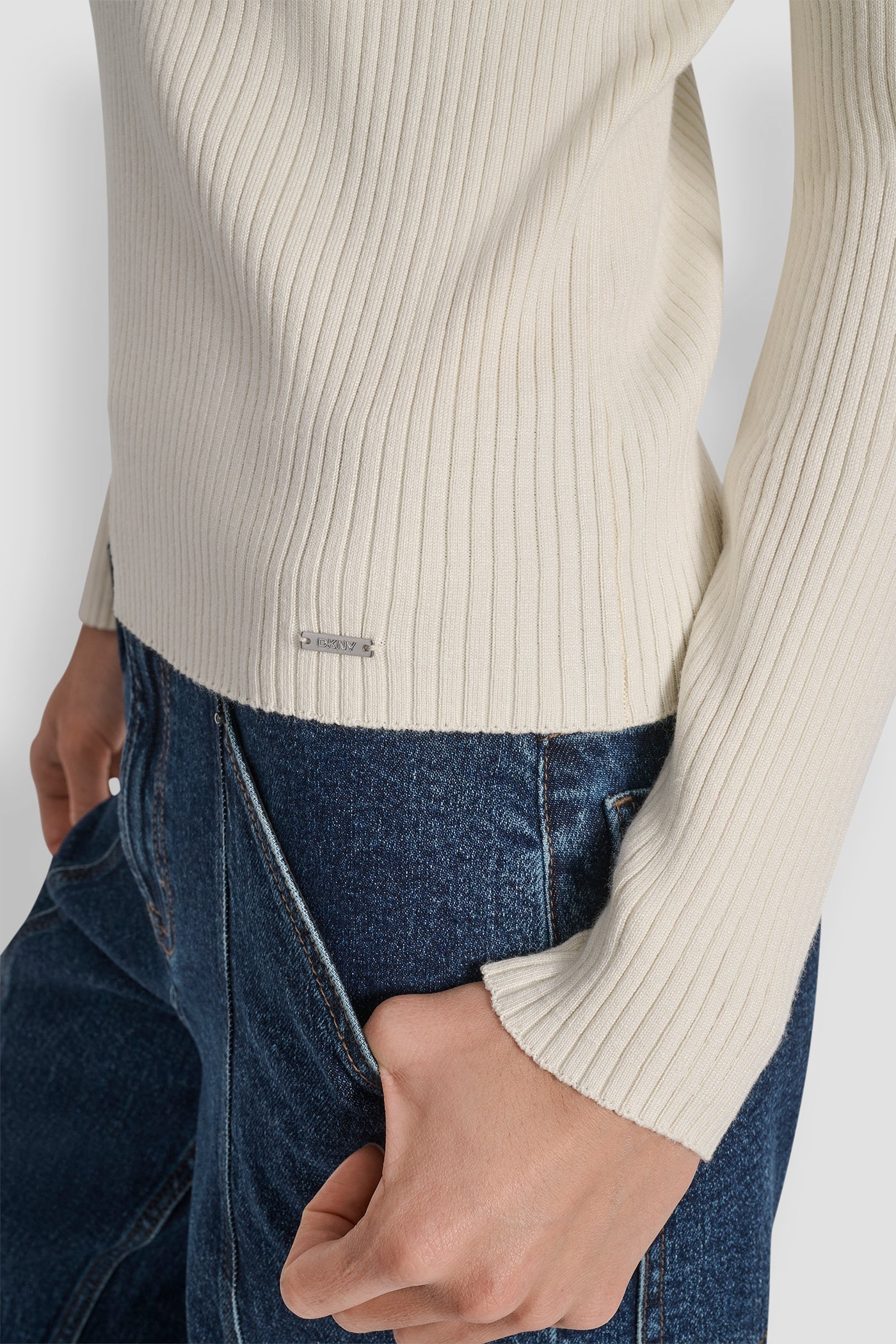 LONG SLEEVE RIB POLO SWEATER