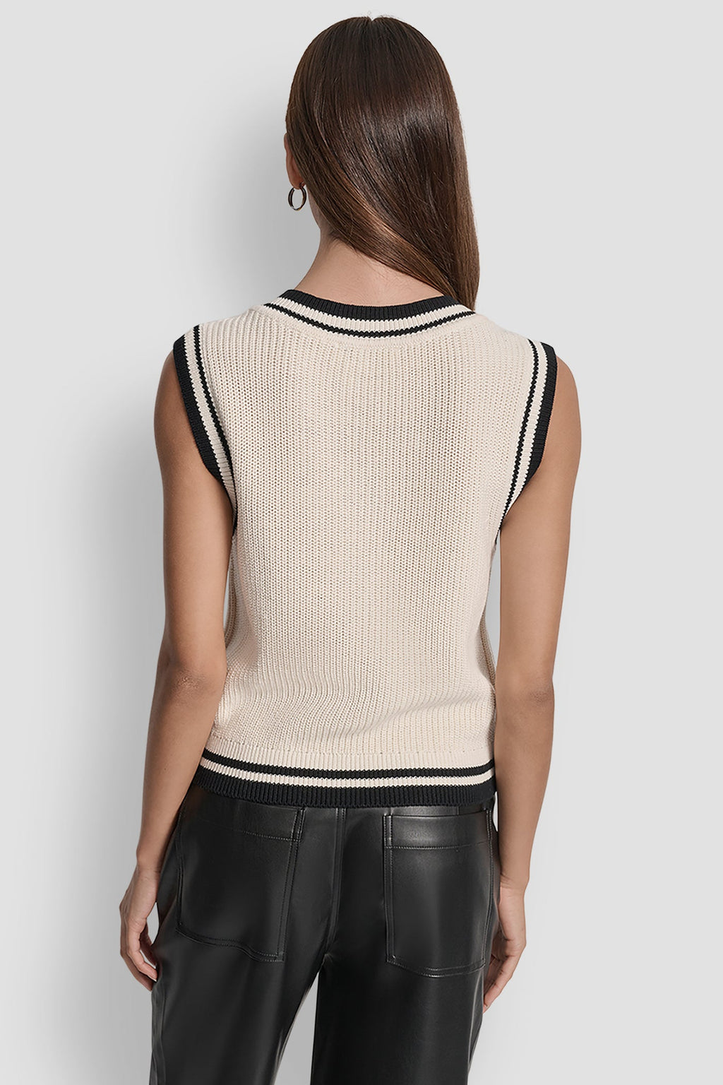 V-NECK TIPPED SLEEVELESS SWEATER