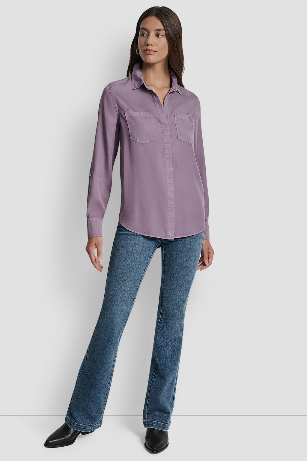 SPLIT BACK BUTTON FRONT WITH ROLL TAB