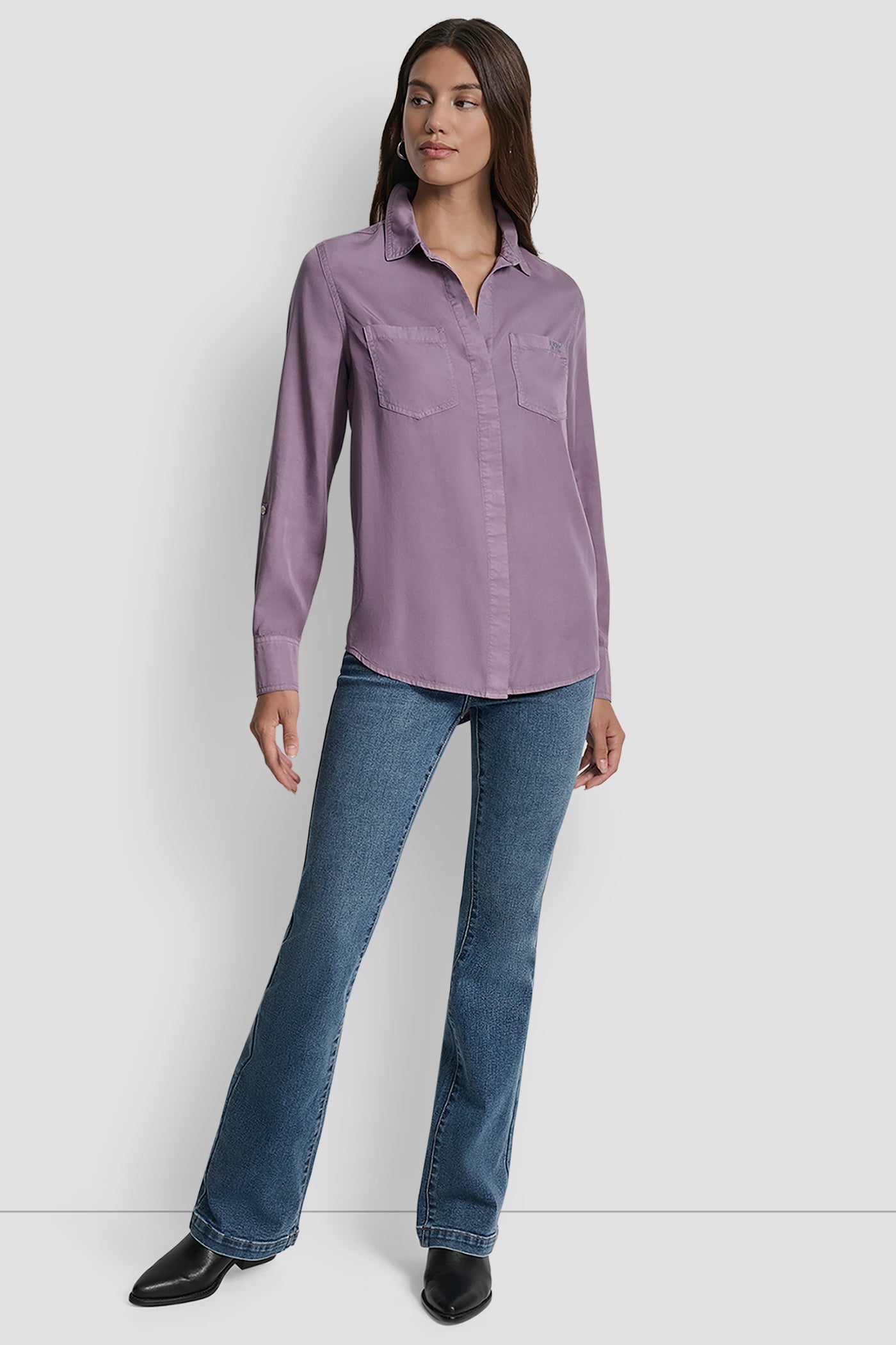 SPLIT BACK BUTTON FRONT WITH ROLL TAB
