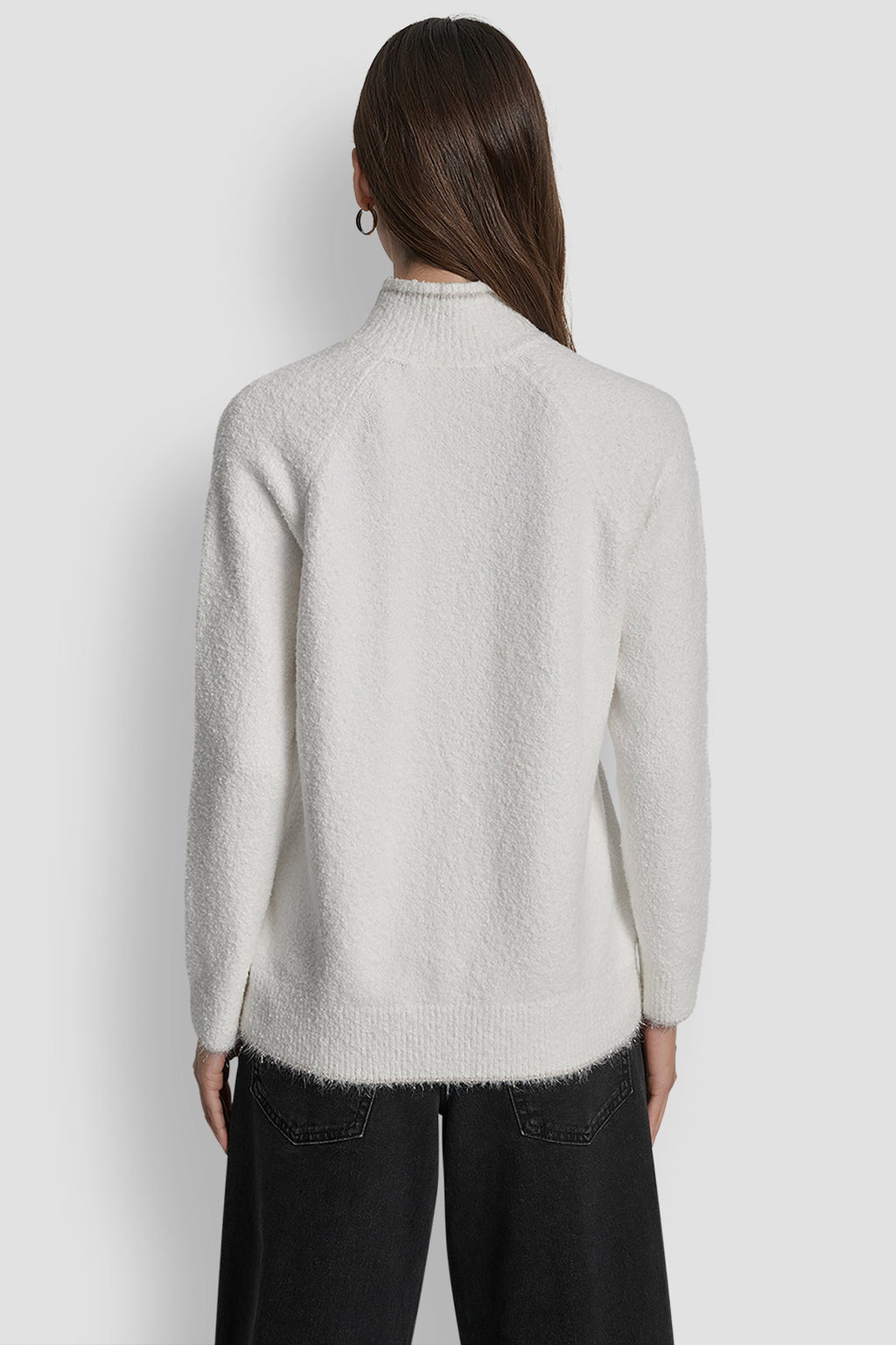 DKNY TINSEL LOGO LONG SLEEVE RAGLAN SWEATER