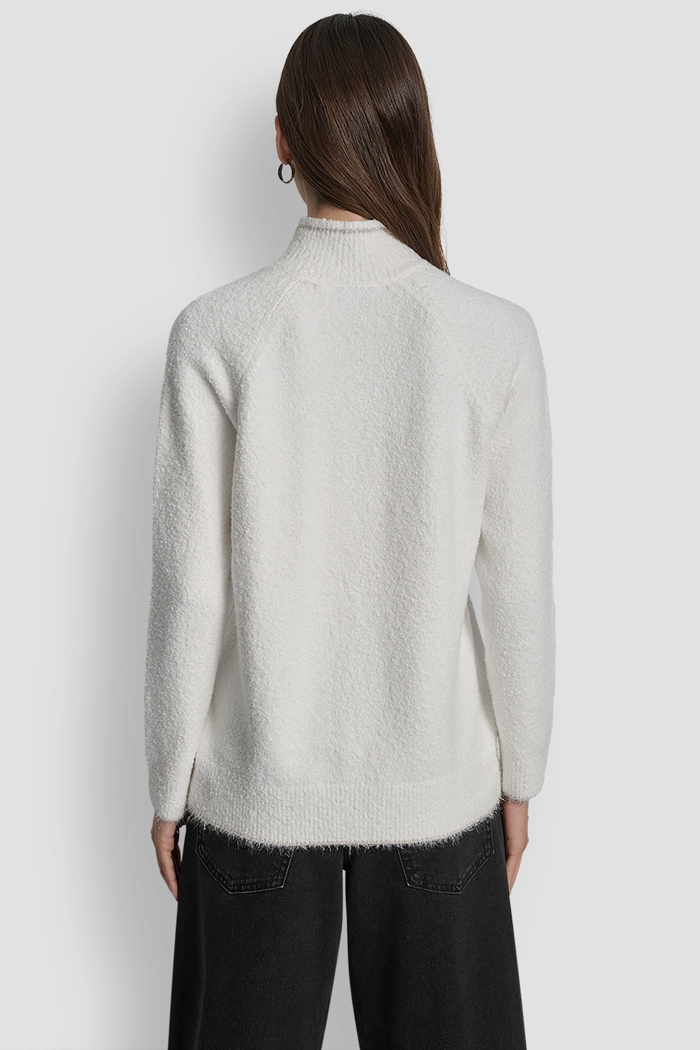 DKNY TINSEL LOGO LONG SLEEVE RAGLAN SWEATER