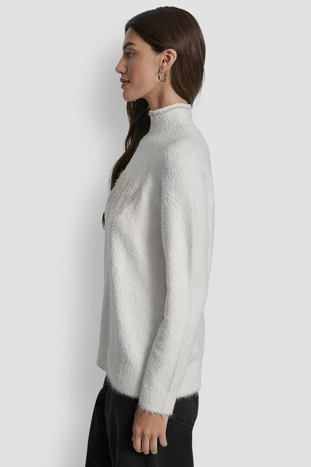 DKNY TINSEL LOGO LONG SLEEVE RAGLAN SWEATER