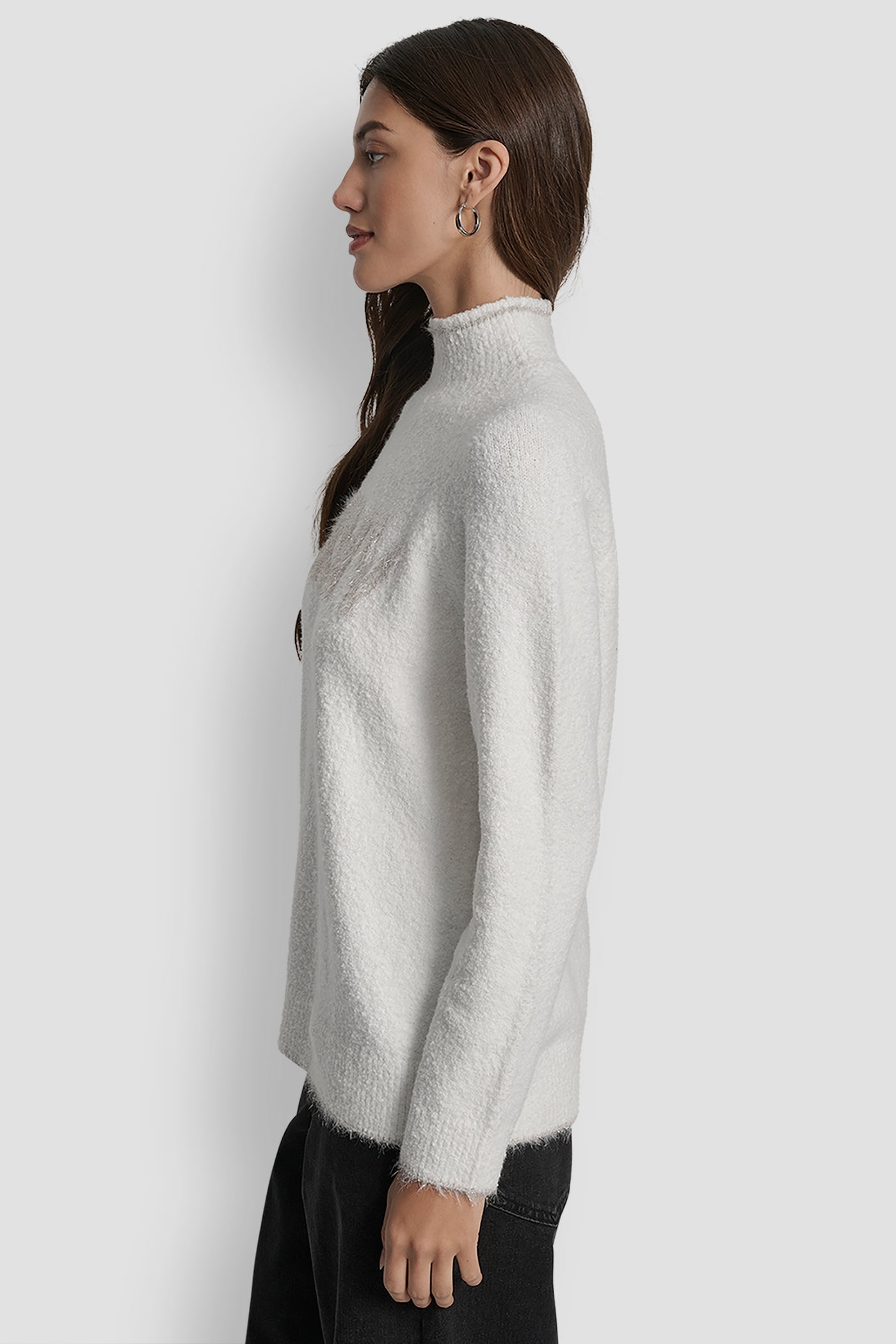 DKNY TINSEL LOGO LONG SLEEVE RAGLAN SWEATER