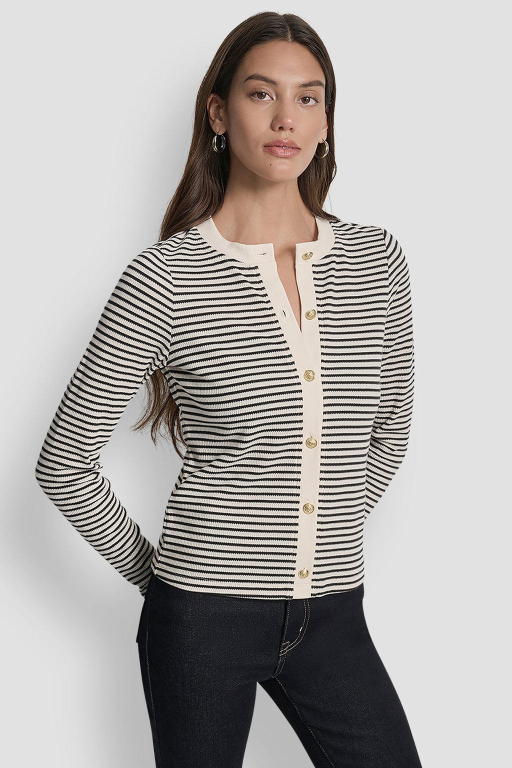 LONG SLEEVE BUTTON FRONT SHORT CARDIGAN