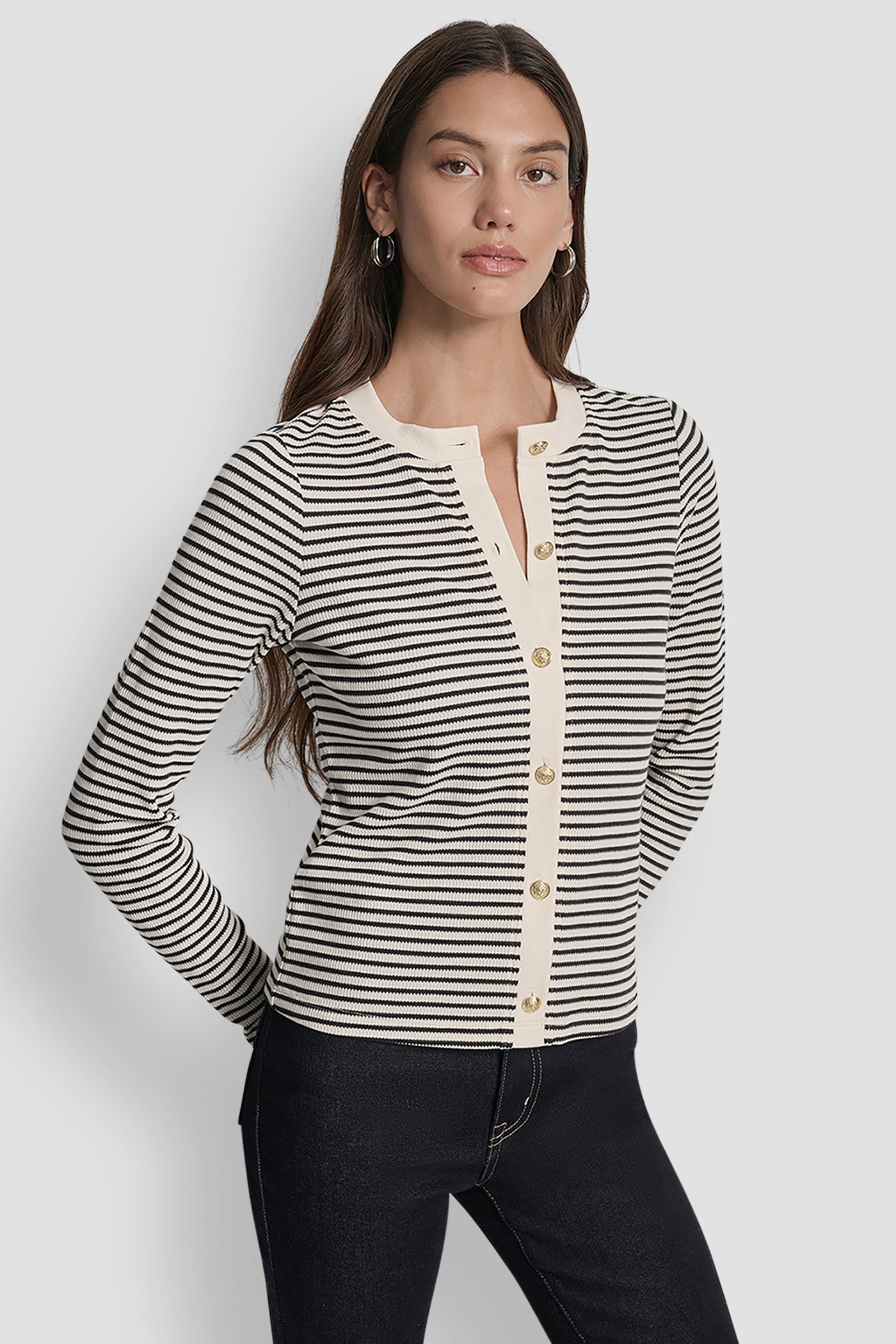 LONG SLEEVE BUTTON FRONT SHORT CARDIGAN