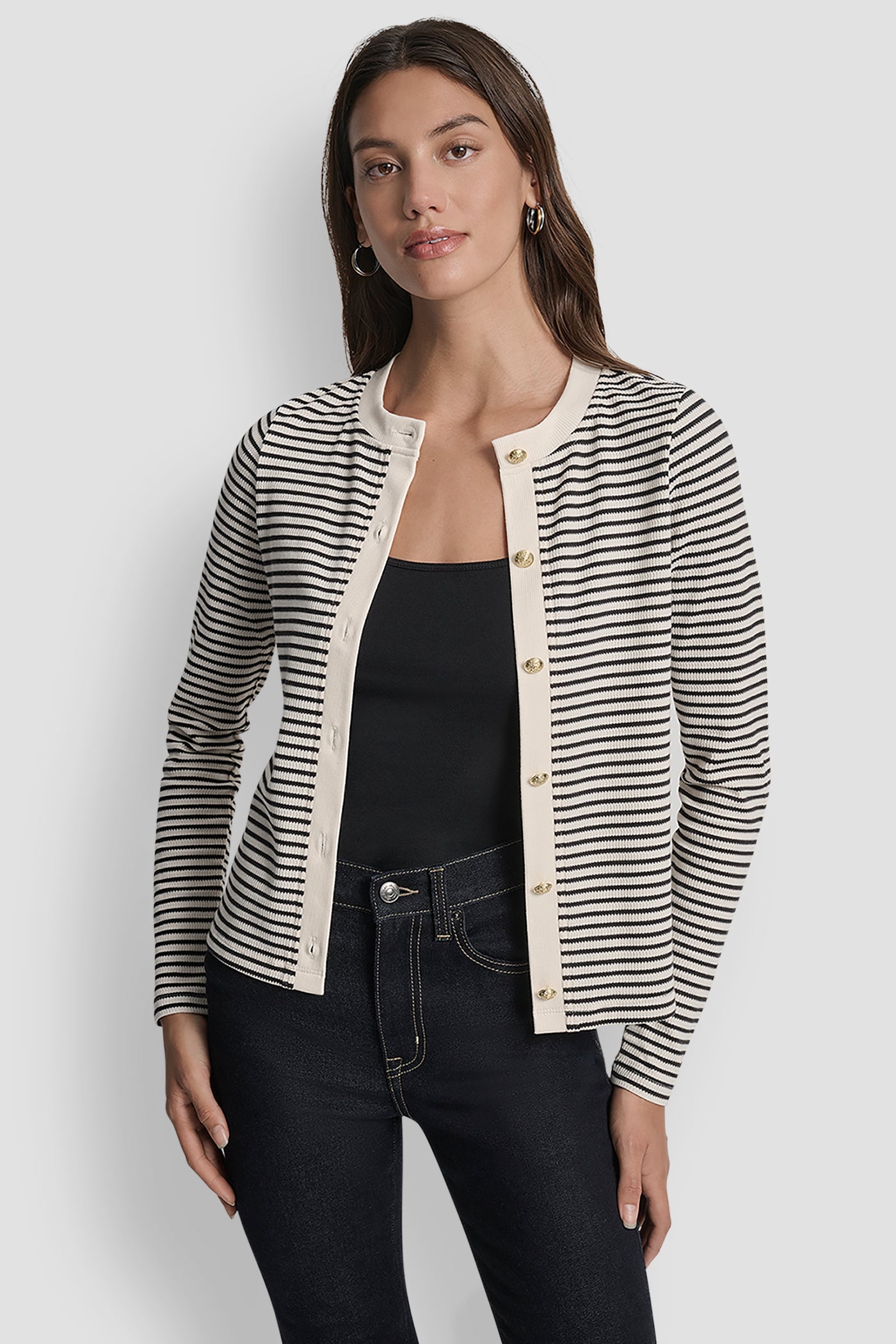 LONG SLEEVE BUTTON FRONT SHORT CARDIGAN