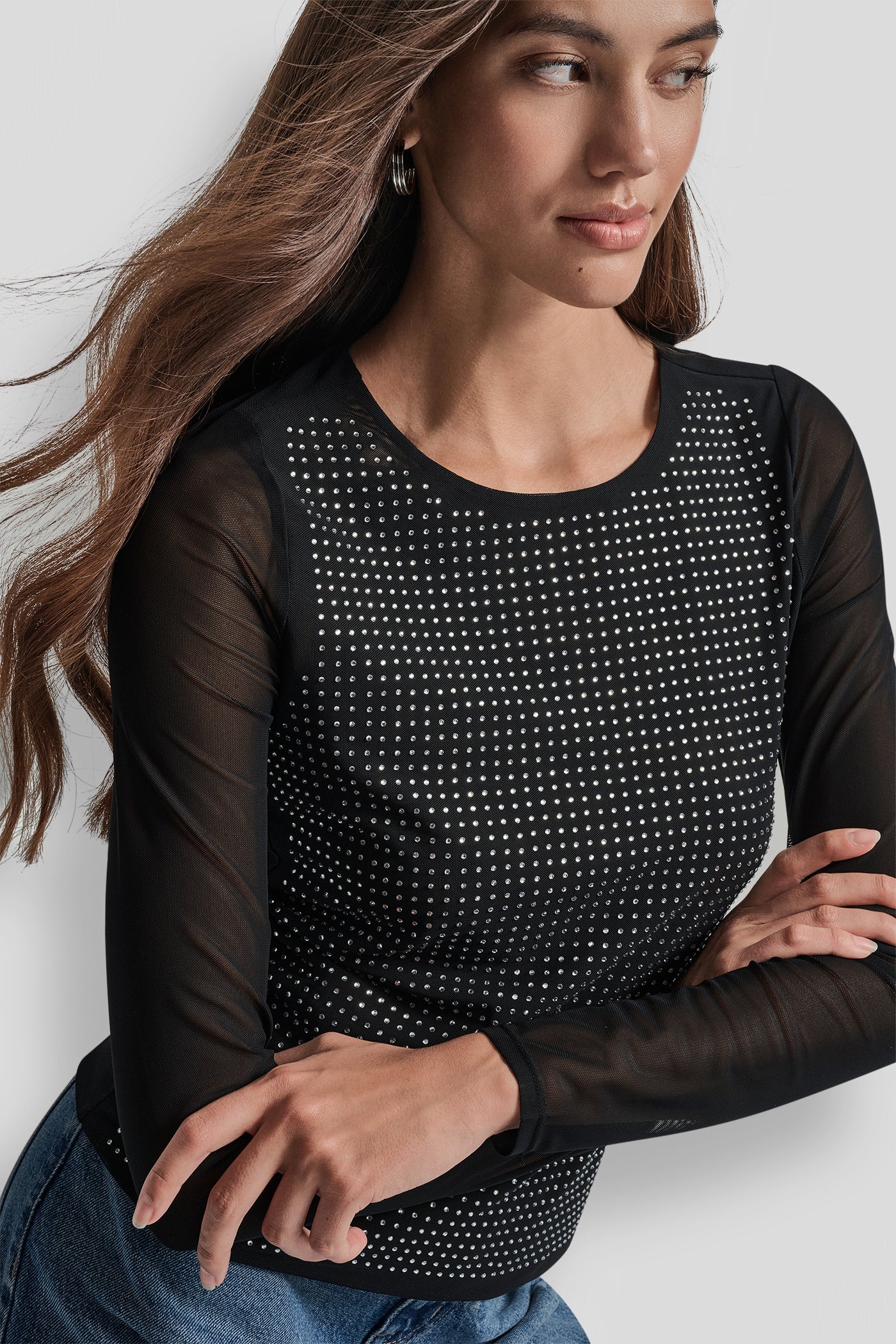 STUDDED MESH TOP