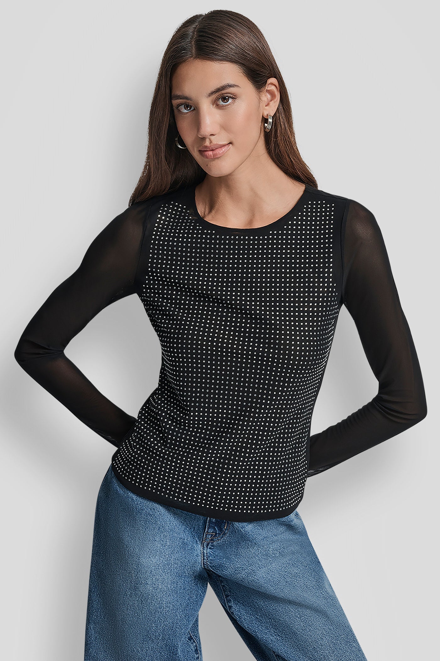 STUDDED MESH TOP