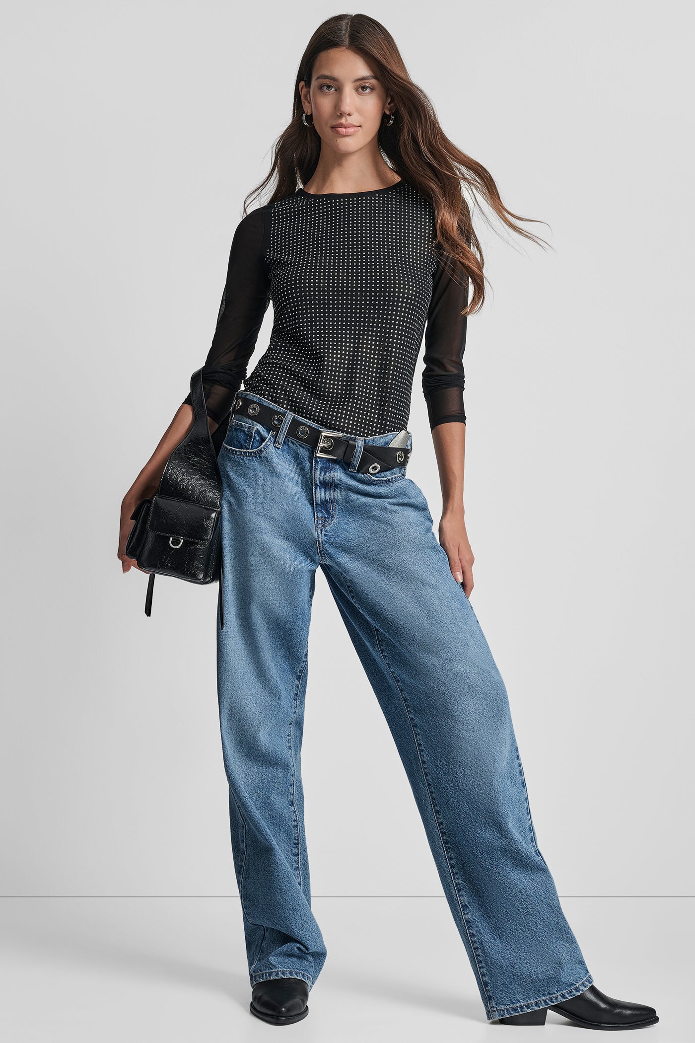 STUDDED MESH TOP