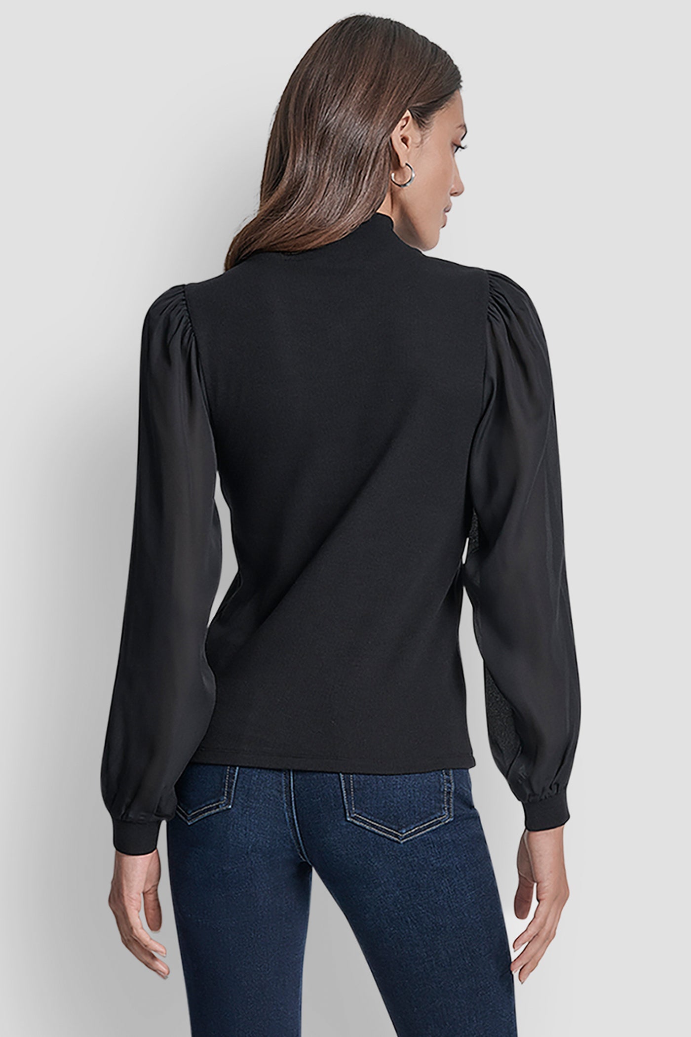 PUFF SLEEVE MIXED MEDIA TOP