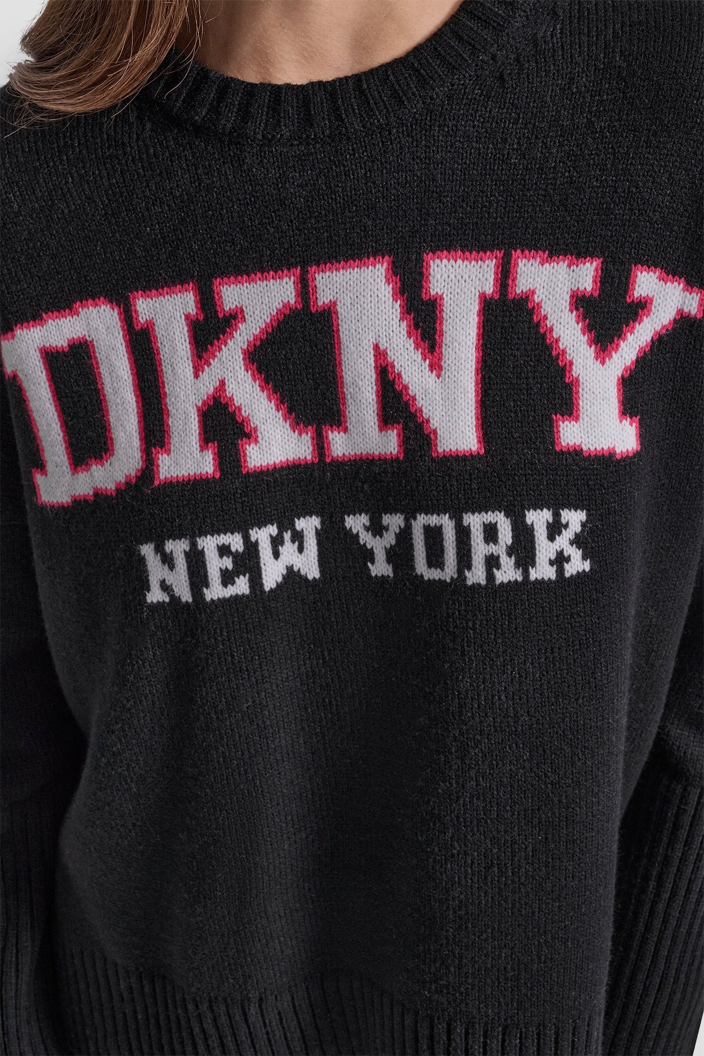 VARSITY LOGO INTARSIA CREW NECK RELAXED SWEATER