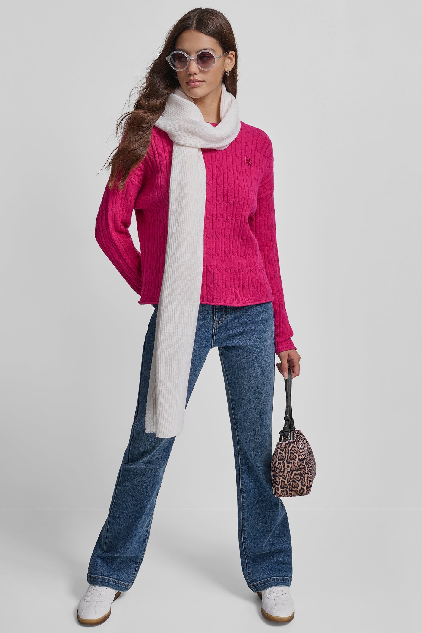 CABLE LONG SLEEVE CREW NECK WITH BABY ROLL AT HEM