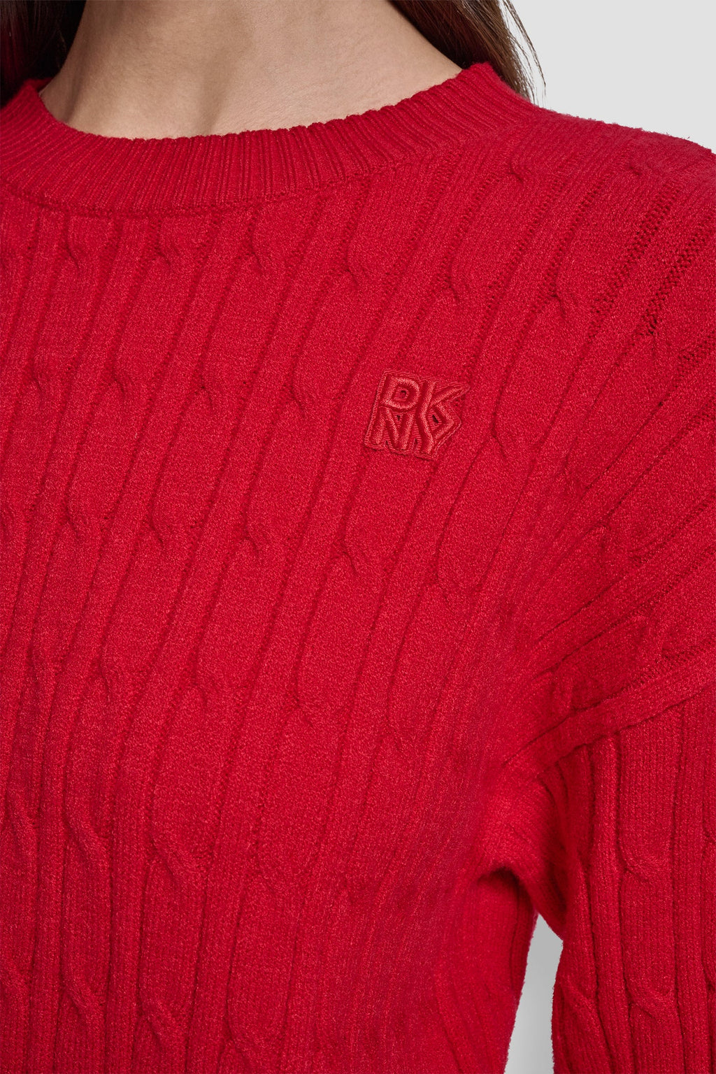CABLE LONG SLEEVE CREW NECK WITH BABY ROLL AT HEM