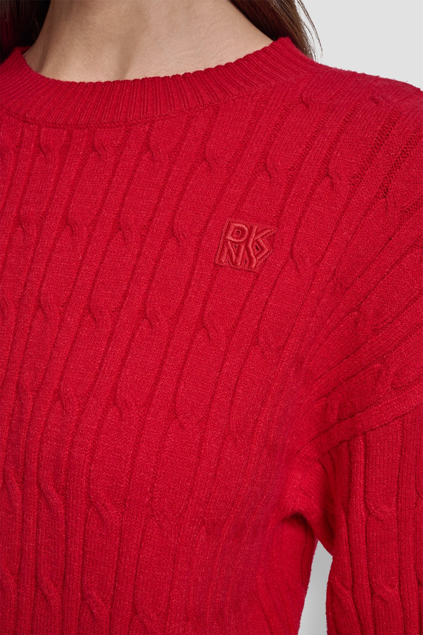 CABLE LONG SLEEVE CREW NECK WITH BABY ROLL AT HEM