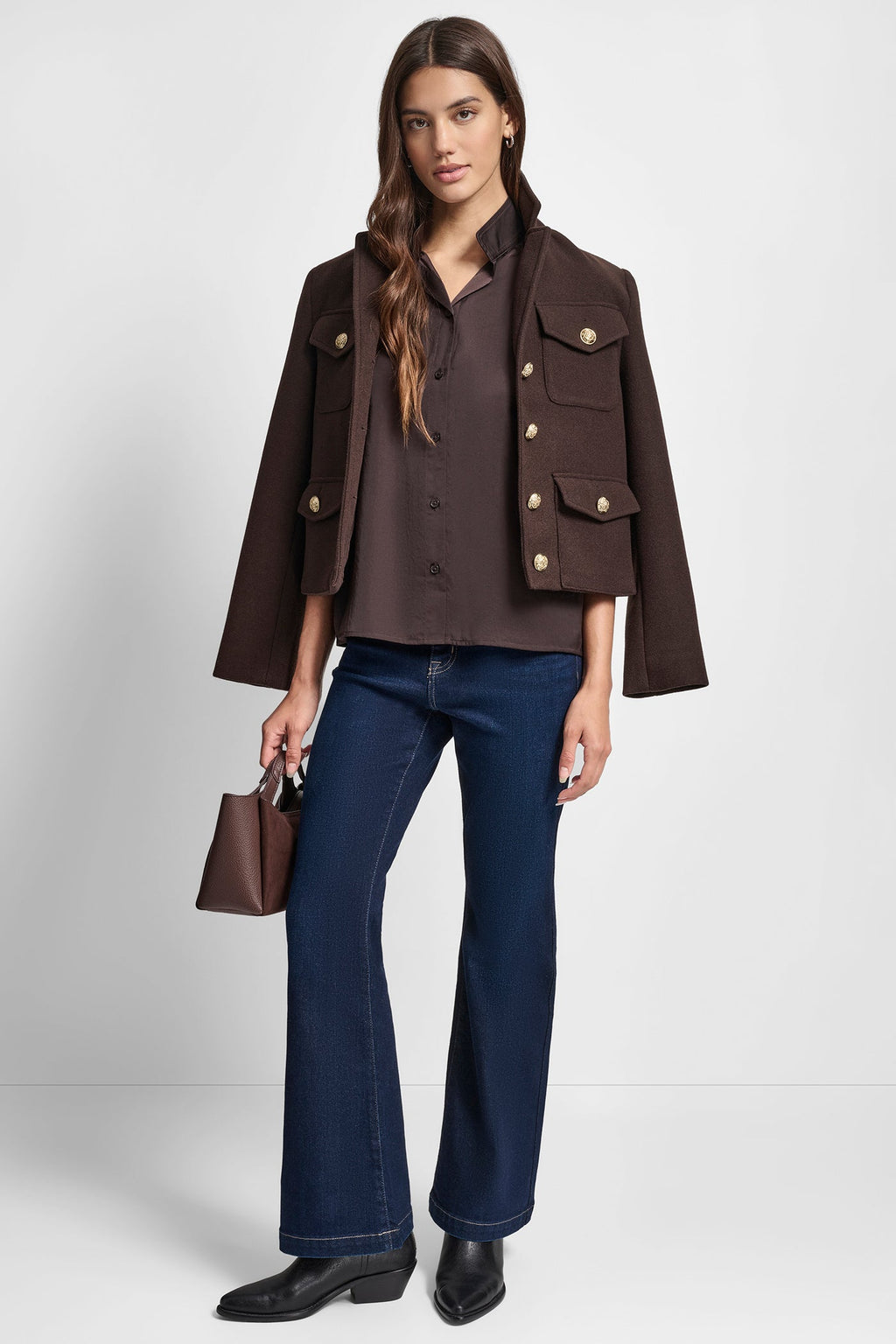 PUFF SLEEVE COLLARLESS SHIRT