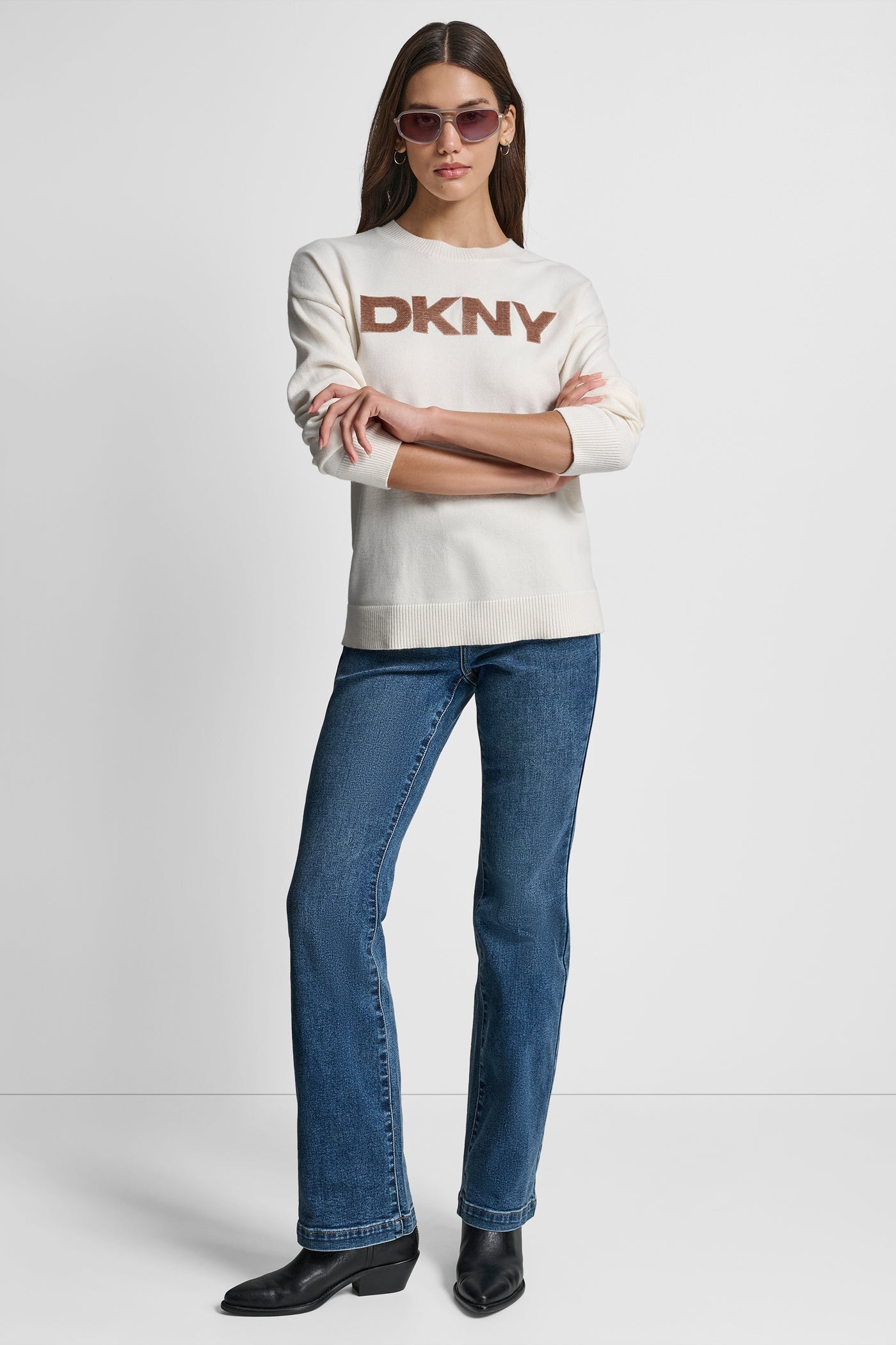 SEQUIN LOGO EMBELLISHED SWEATER