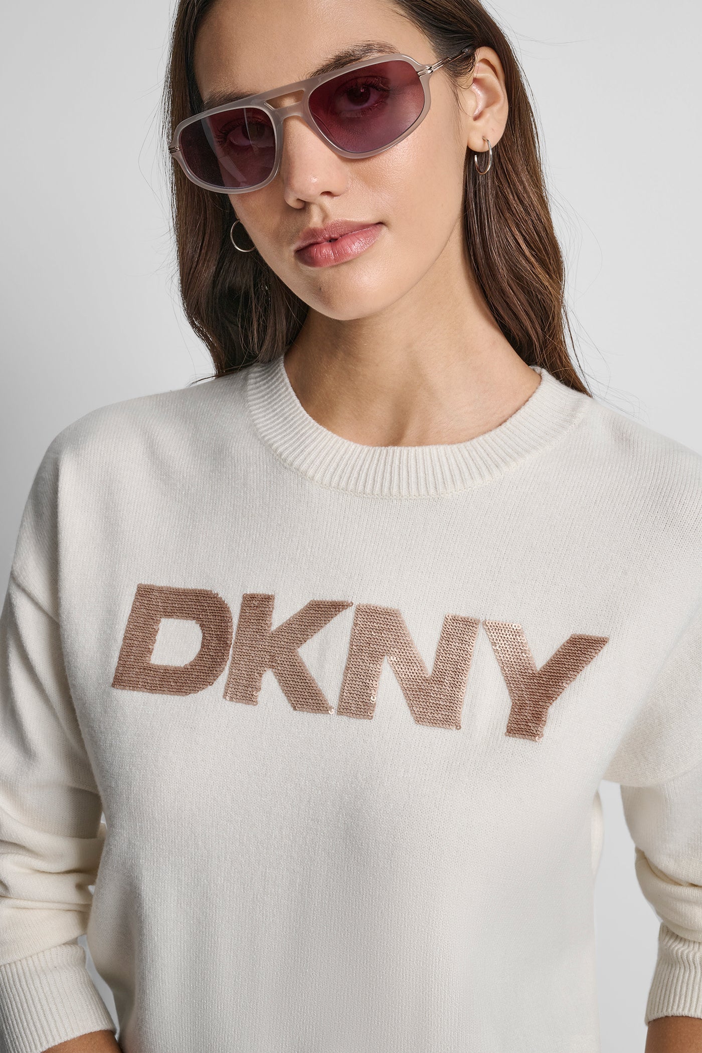 SEQUIN LOGO EMBELLISHED SWEATER