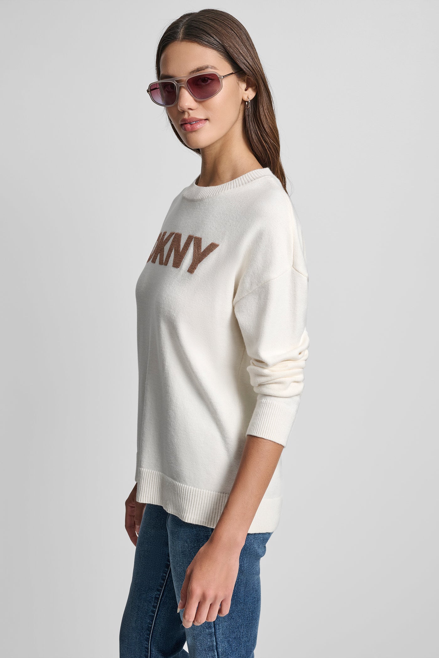 SEQUIN LOGO EMBELLISHED SWEATER