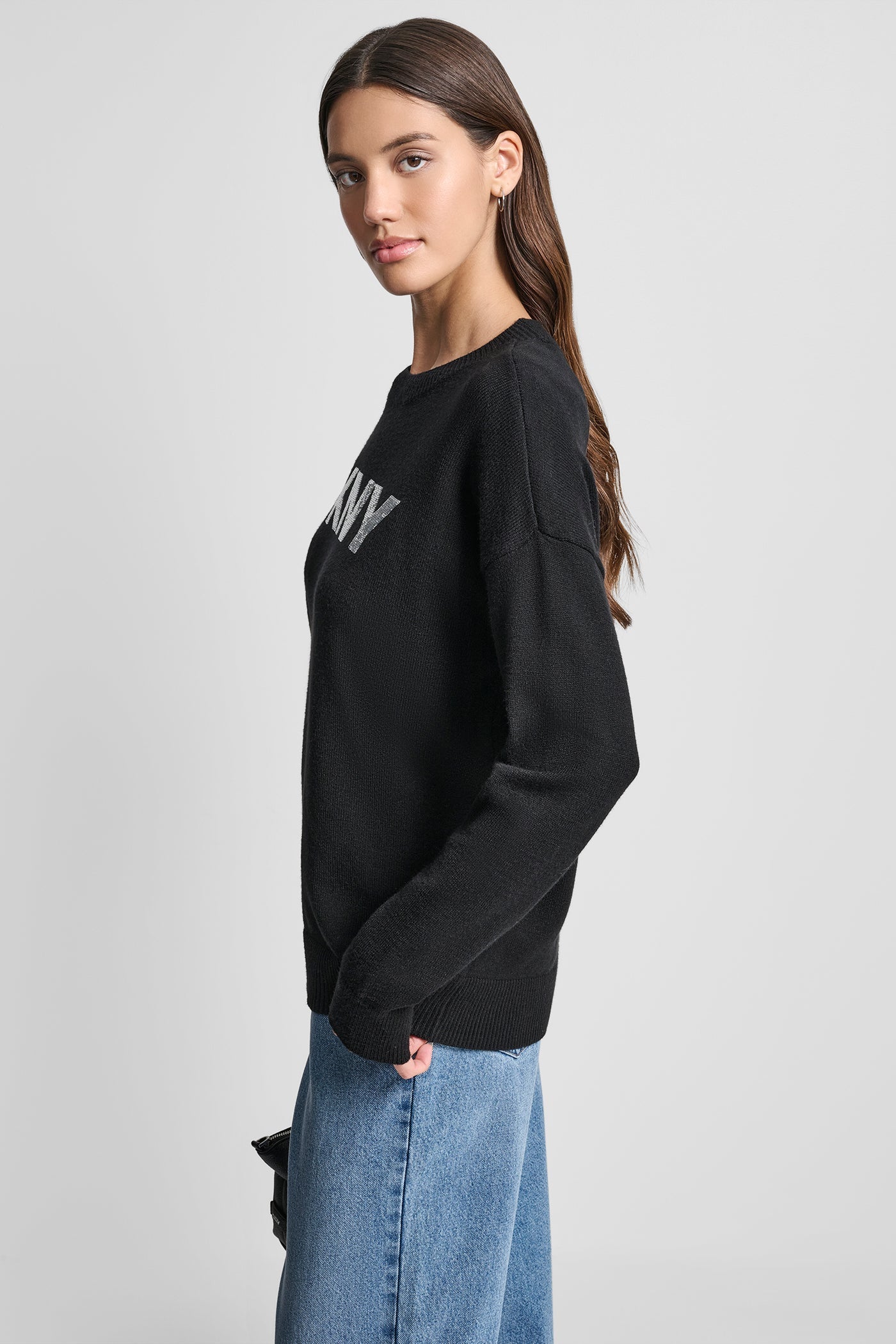 SEQUIN LOGO EMBELLISHED SWEATER