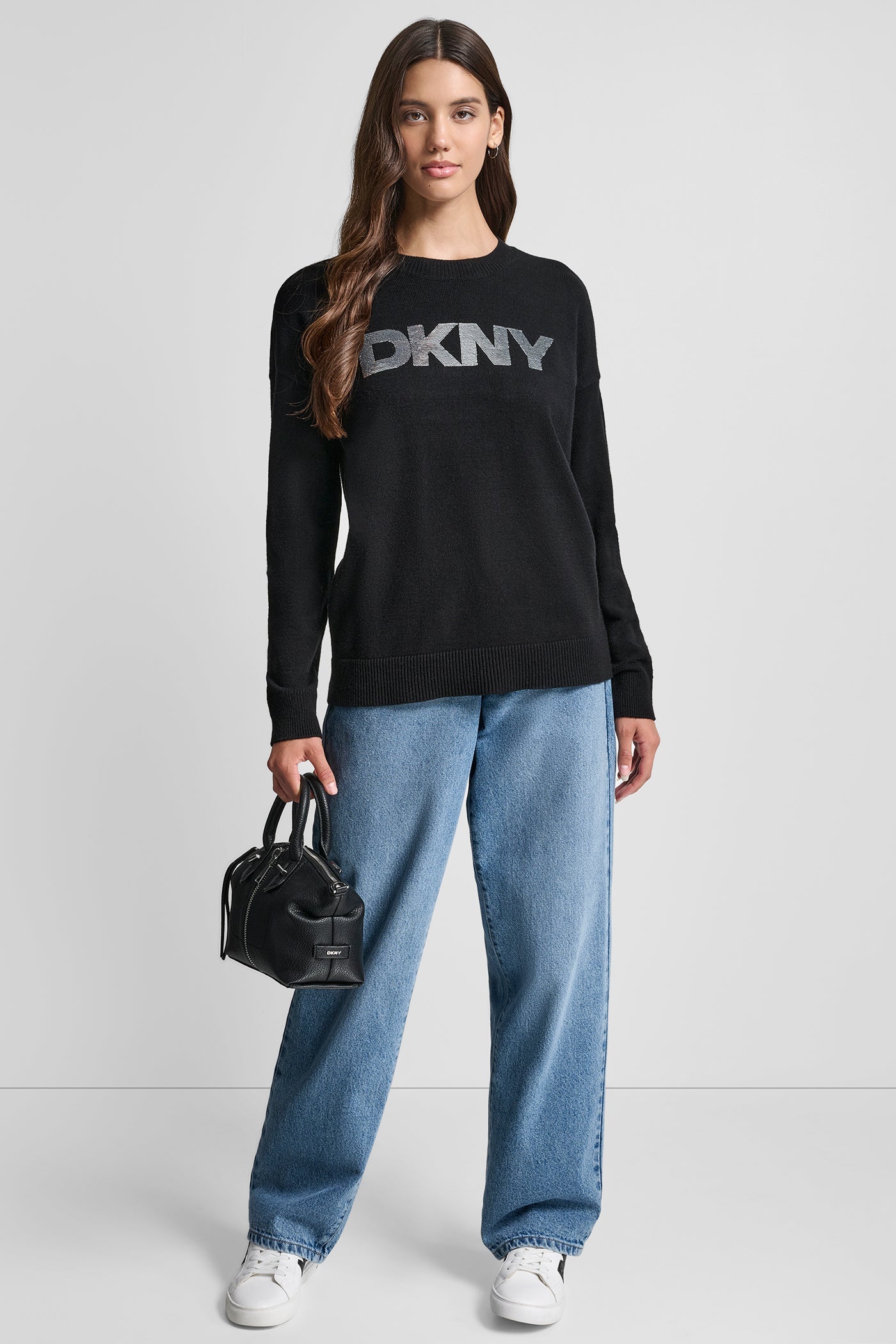 SEQUIN LOGO EMBELLISHED SWEATER
