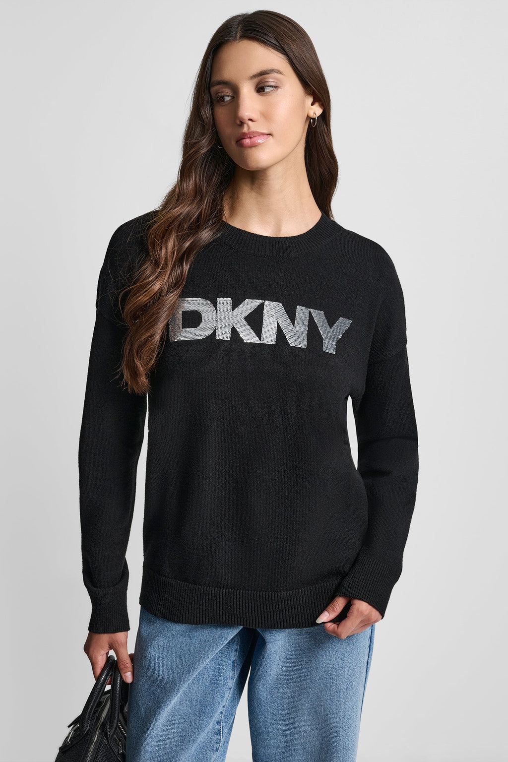 SEQUIN LOGO EMBELLISHED SWEATER