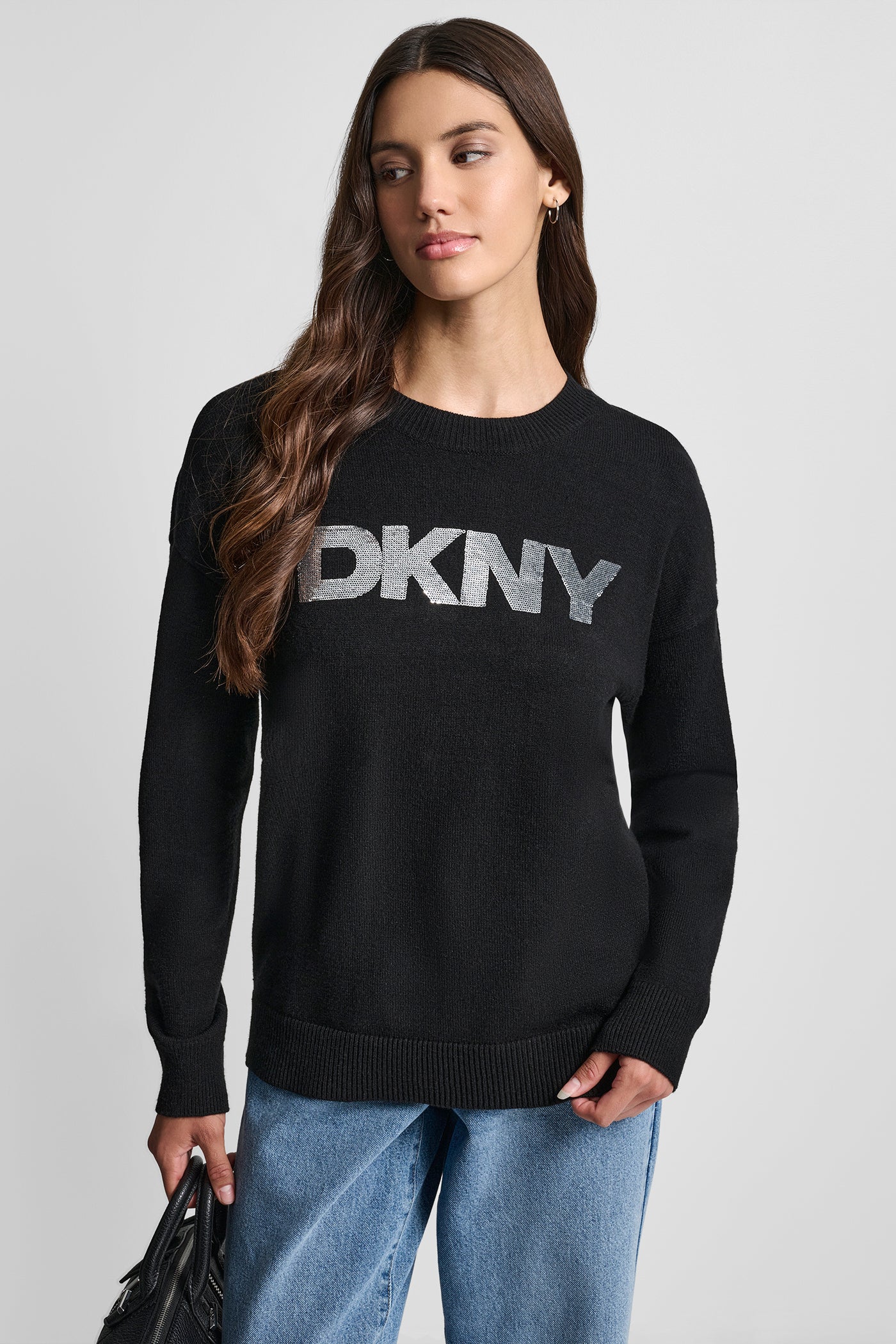 SEQUIN LOGO EMBELLISHED SWEATER