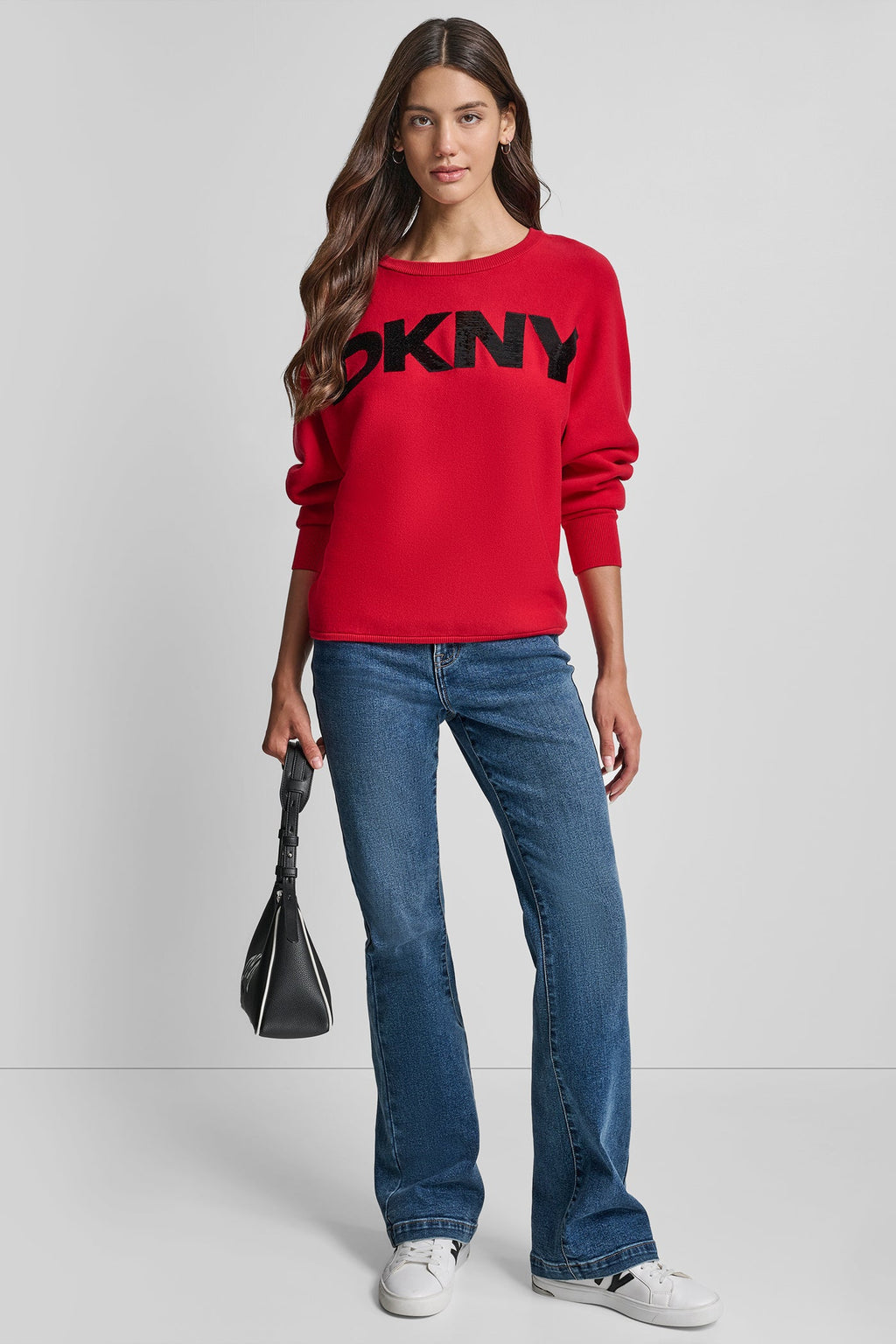 DOLMAN SLEEVE SEQUIN LOGO SWEATER