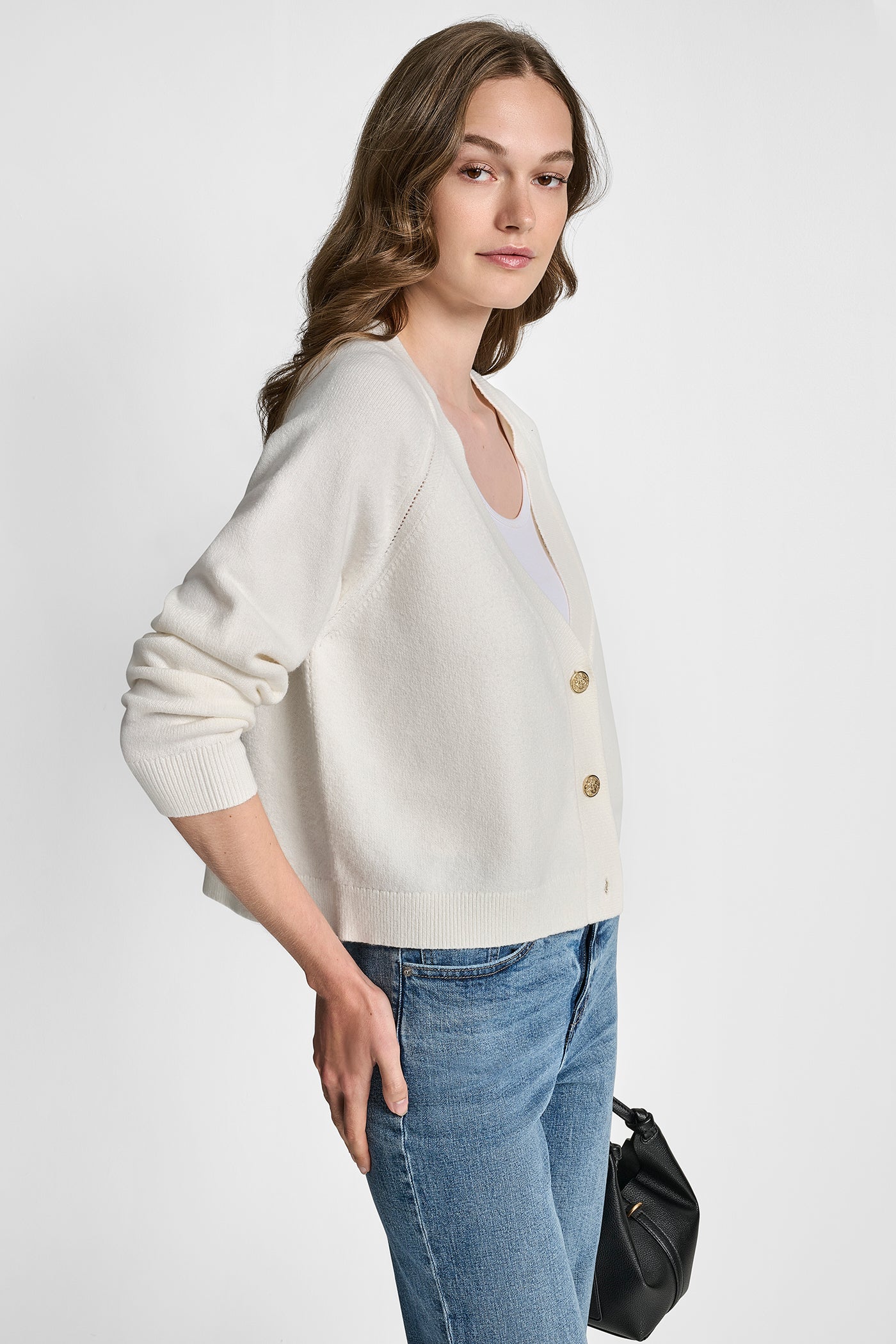V-NECK RAGLAN CARDIGAN WITH REGAL BUTTONS