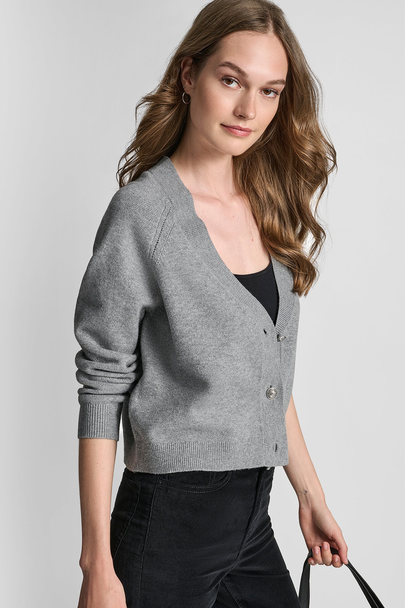 V-NECK RAGLAN CARDIGAN WITH REGAL BUTTONS