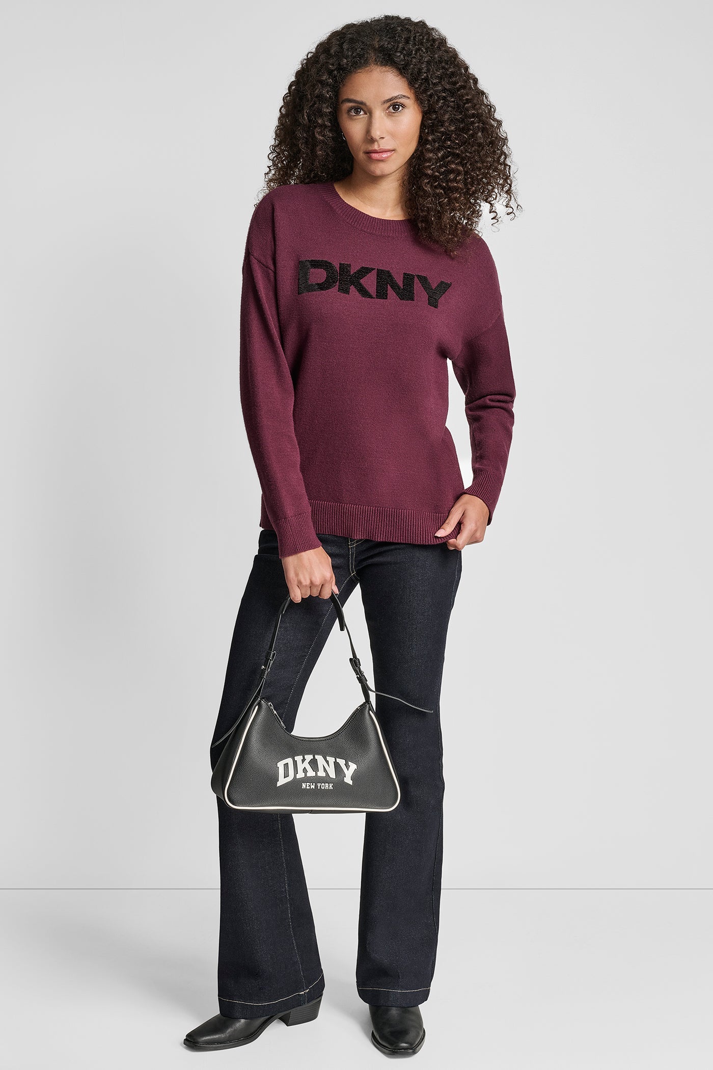 SEQUIN LOGO EMBELLISHED SWEATER
