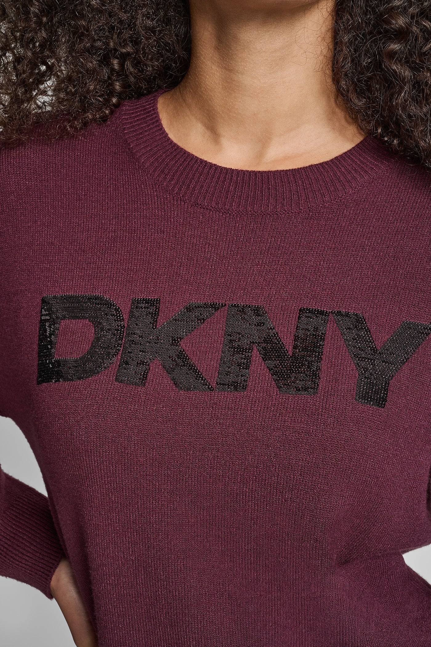 SEQUIN LOGO EMBELLISHED SWEATER