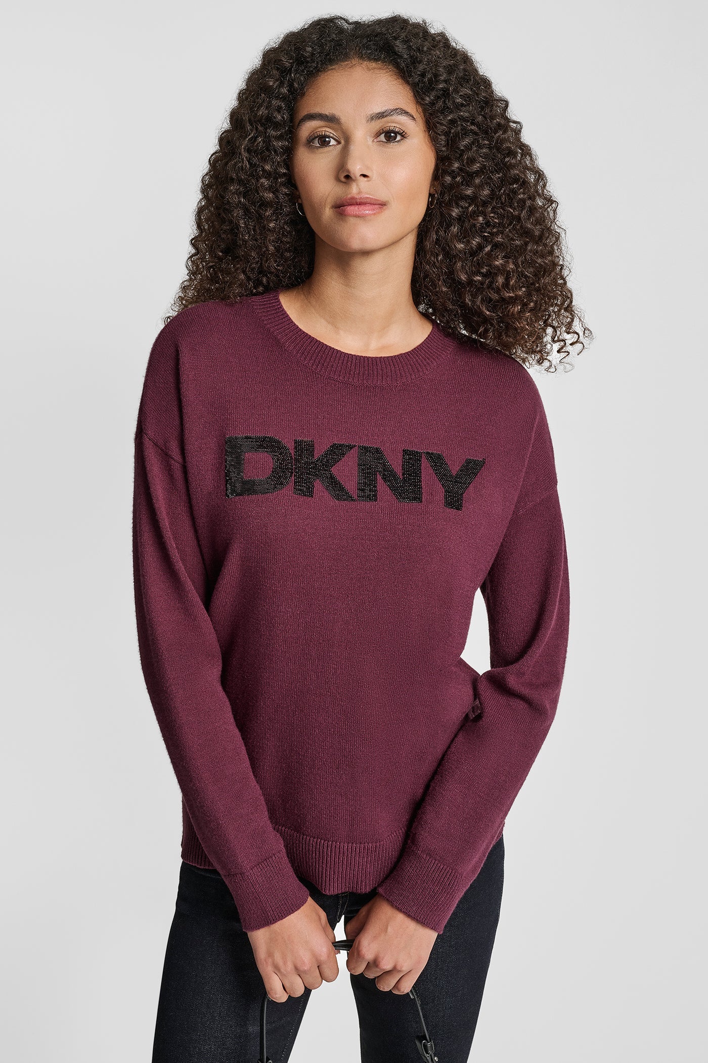 SEQUIN LOGO EMBELLISHED SWEATER