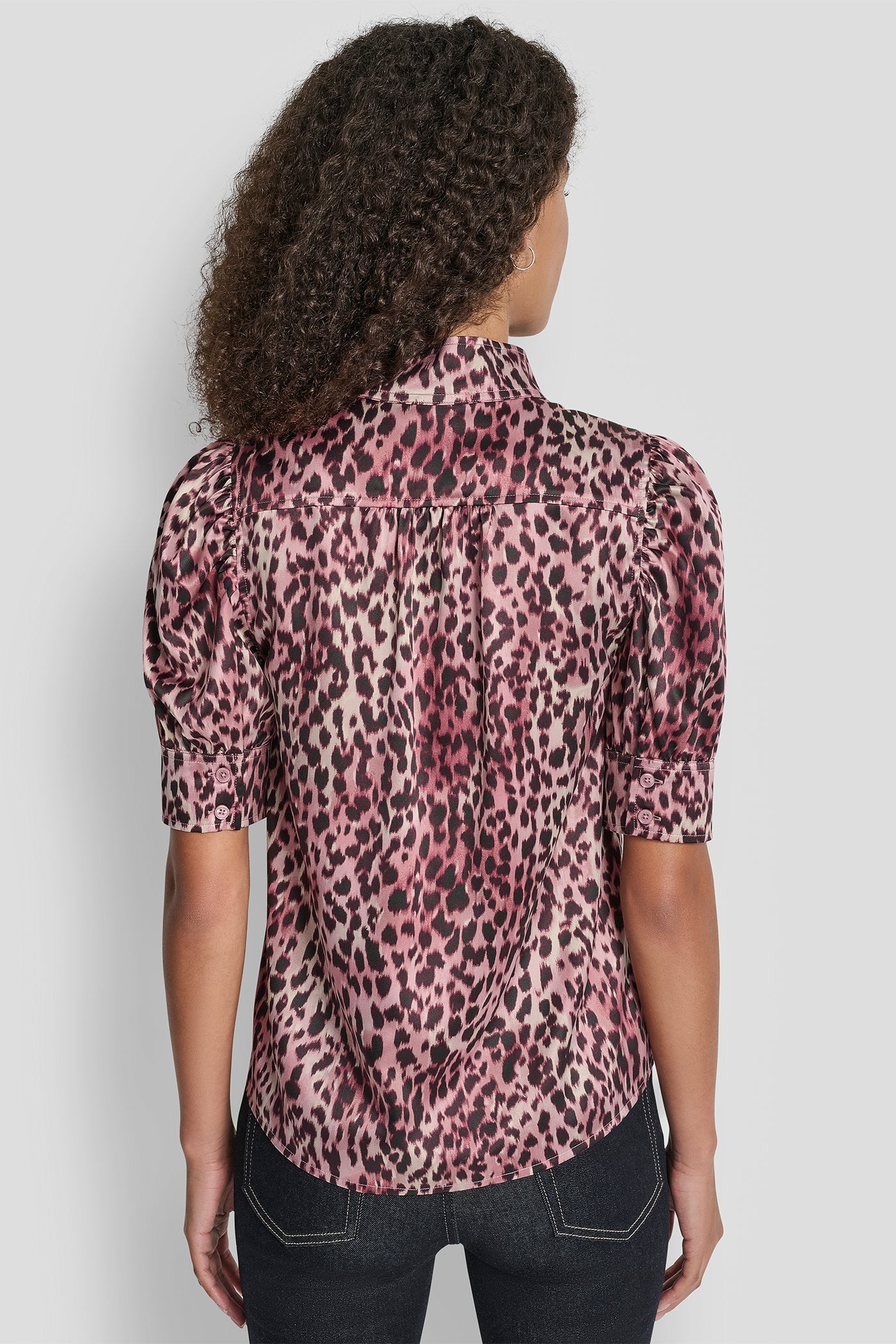 PUFF SLEEVE COLLARLESS SHIRT