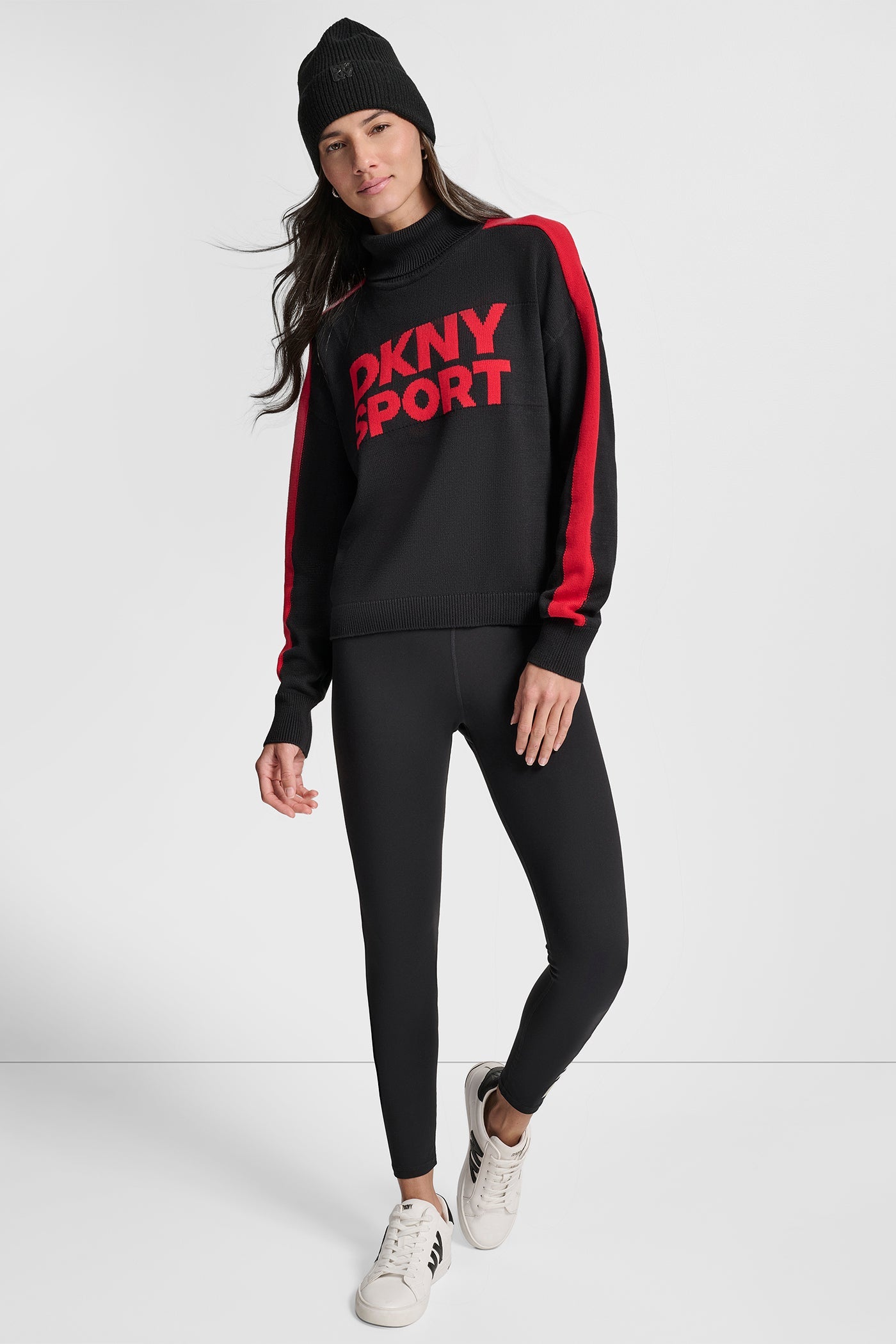 LONG SLEEVE TURTLE NECK JACQUARD LOGO SWEATER