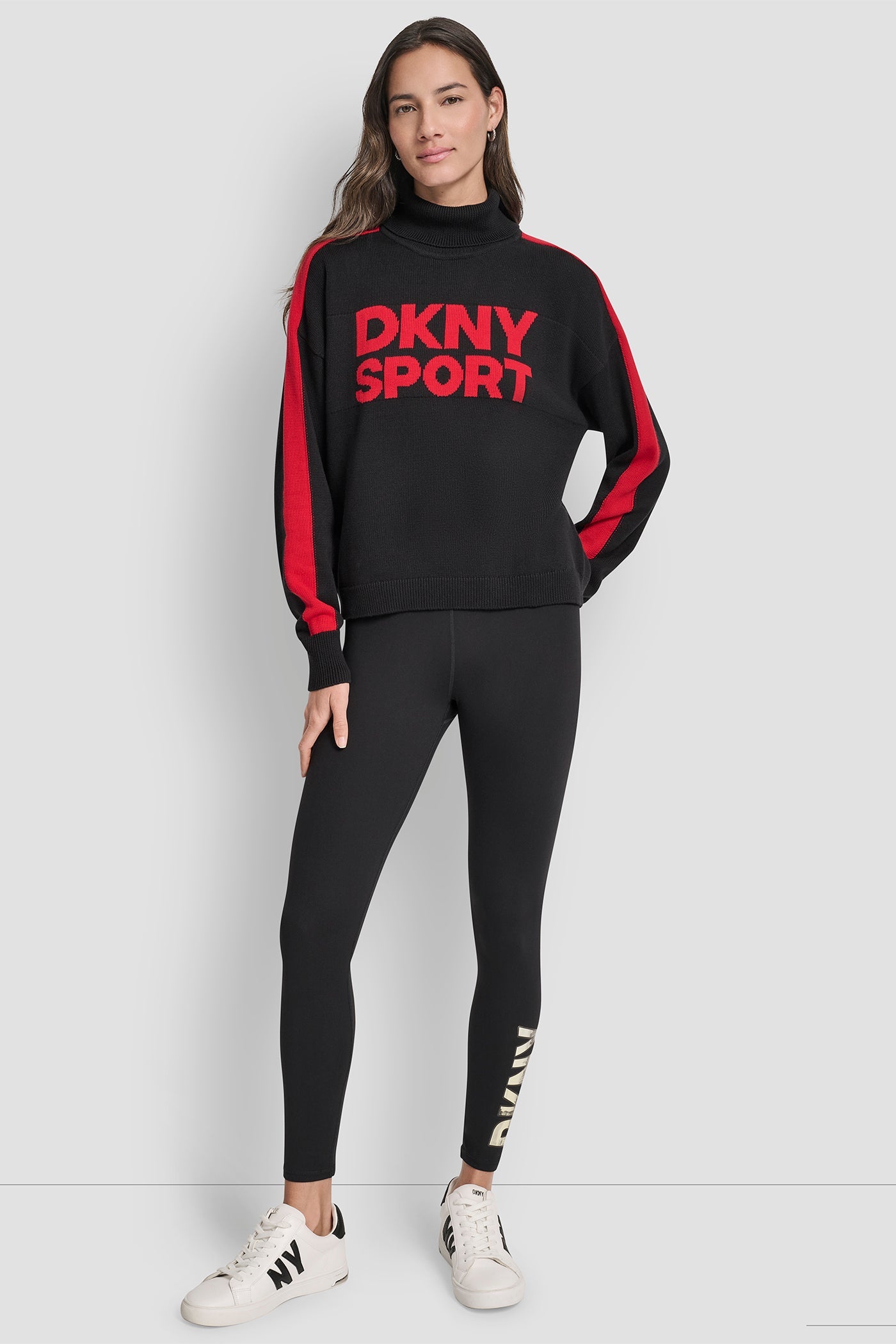 LONG SLEEVE TURTLE NECK JACQUARD LOGO SWEATER