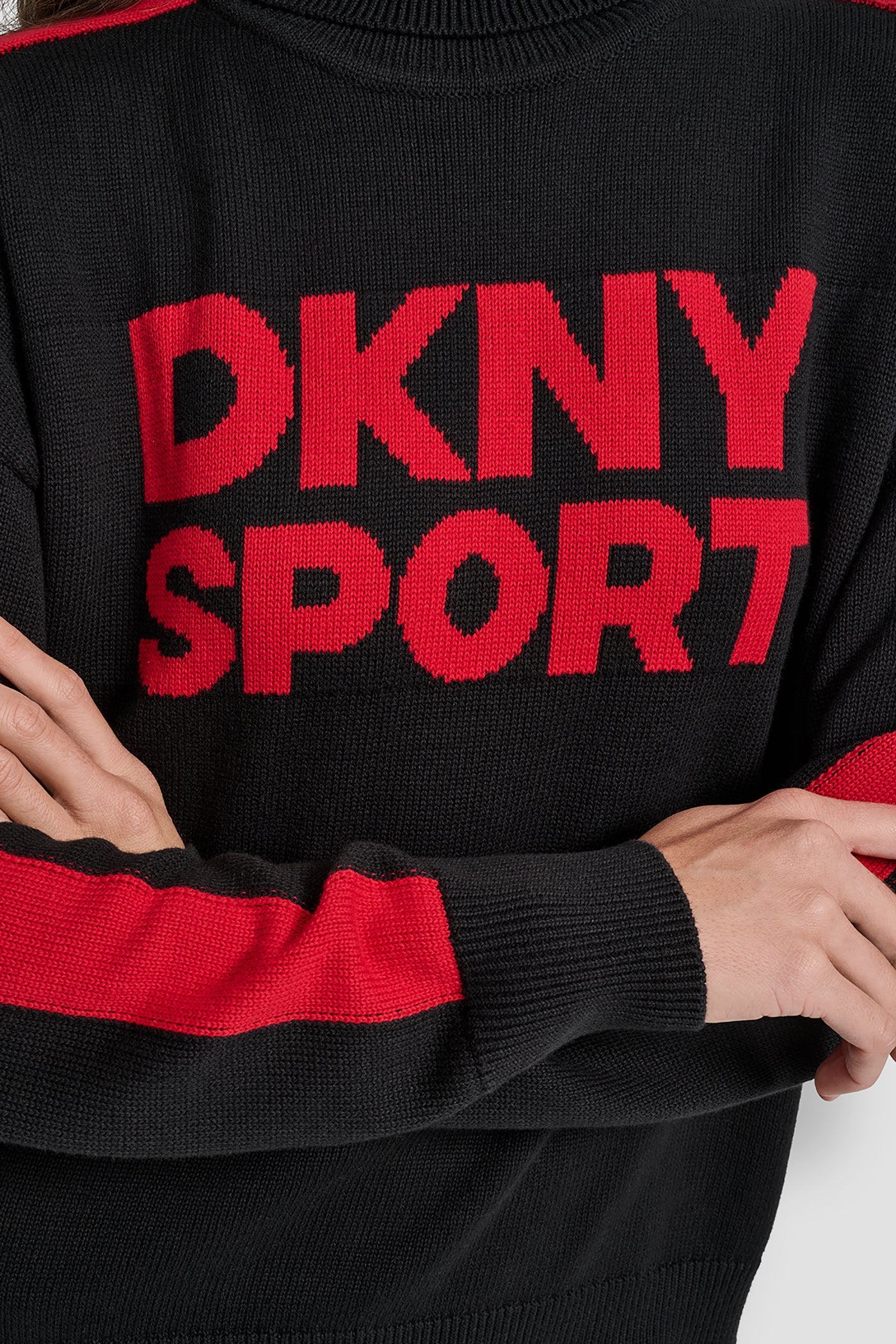 LONG SLEEVE TURTLE NECK JACQUARD LOGO SWEATER